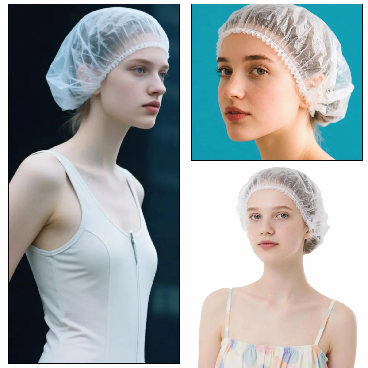 Bonnets de Douche Jetables 42cm Élastique Épais Protection Cheveux Plastique pour Hôtel Spa Salon