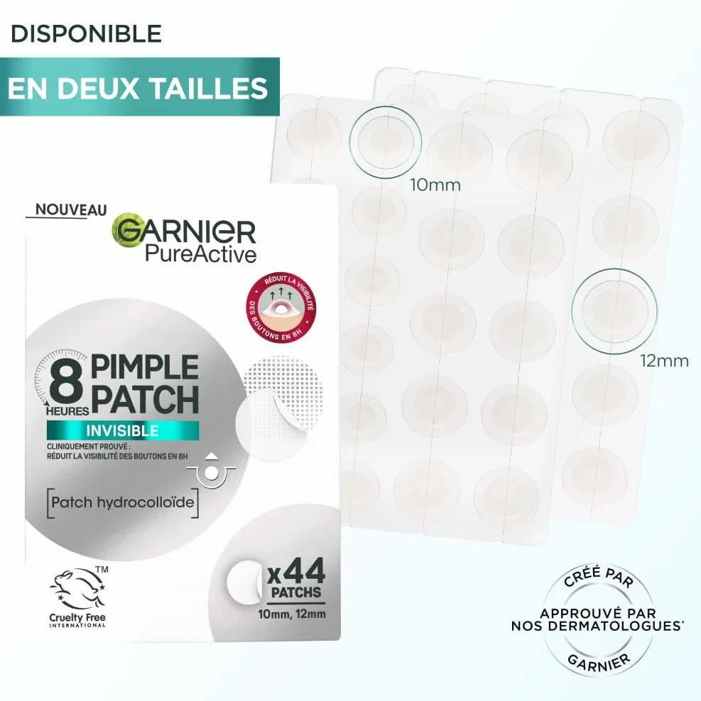 GARNIER Pure Active Patch Bouton Pack XXL Hydrocolloïde Invisible Ultra-Fin Homme Femme