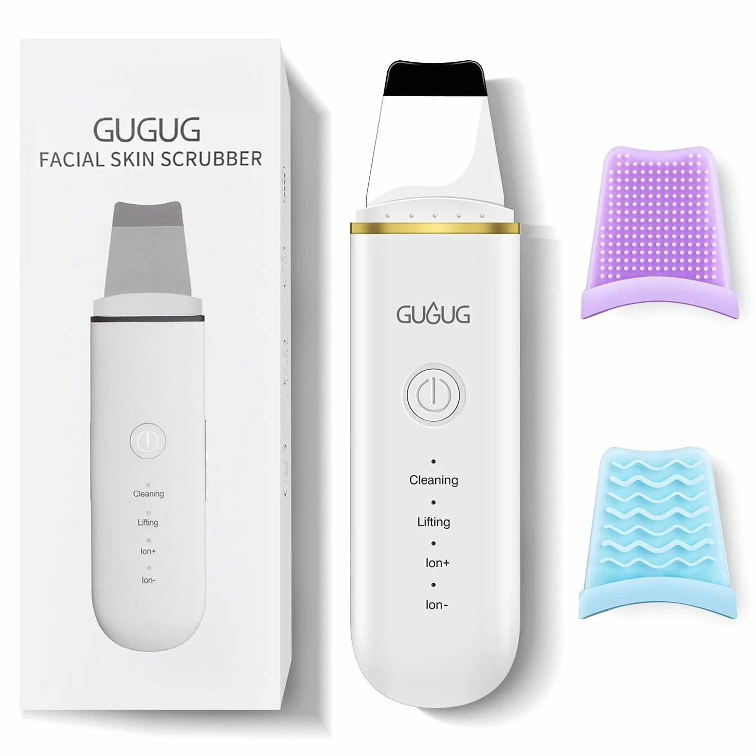 GUGUG Épurateur de Peau, Ultrasonique Épurateur Visage Skin Scrubber avec 4 Modes Appareils de Tonification pour le Visage et Point Noirs, Soins pour le Visage, USB Rechargeable