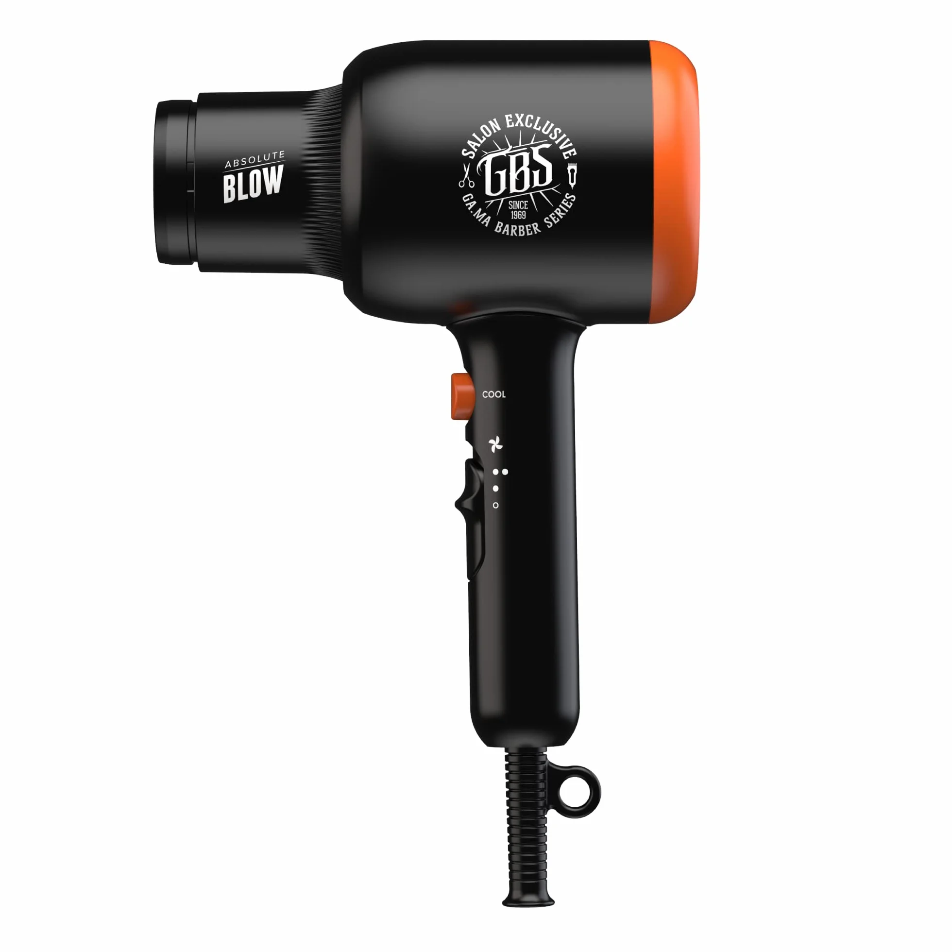 GA.MA Italy Professional, GBS Absolute Blow Dryer, Moteur AC 2000W ultra-compact, revêtement céramique pour des cheveux brillants et sans frisottis, noir