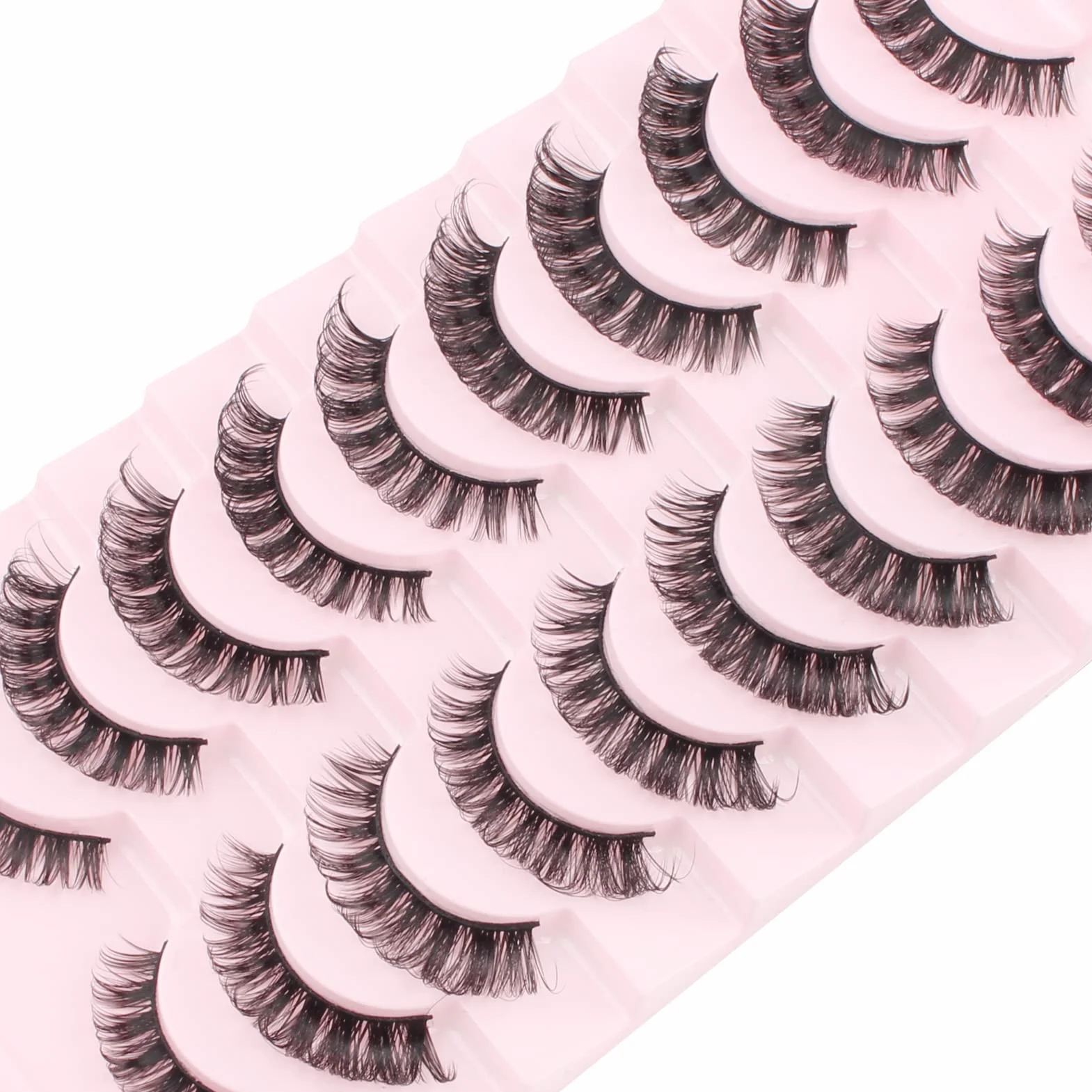 Parriparri Faux Cils Volume Russe 3D Russian Lashes 10 Paires Faux Cils Naturel Dramatique Fluffy False Mink Eyelashes Volumineux