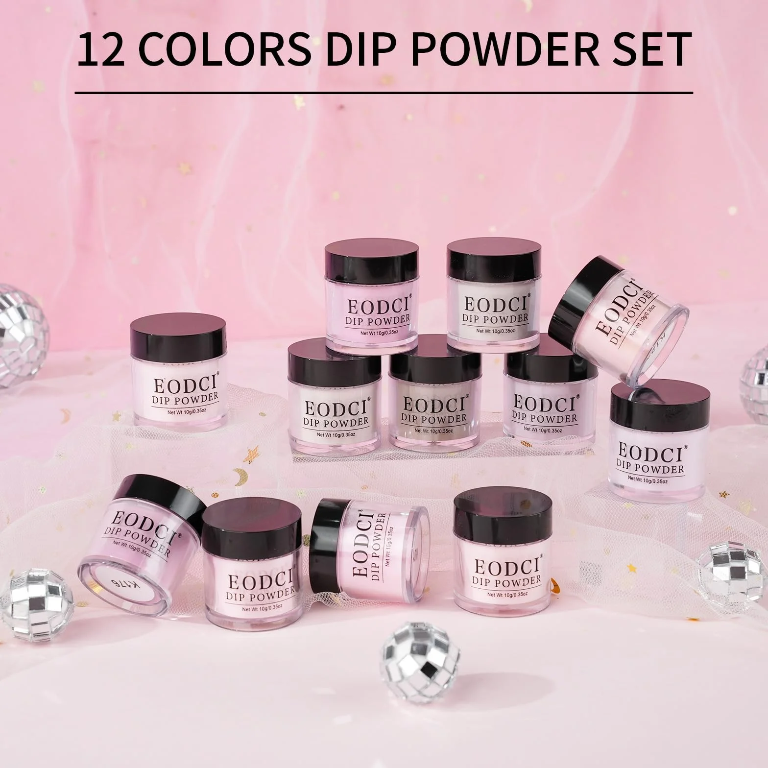 Eodci Kit de poudre à tremper pour ongles 12 couleurs rose nude gris manucure française DIY sans lampe UV/LED