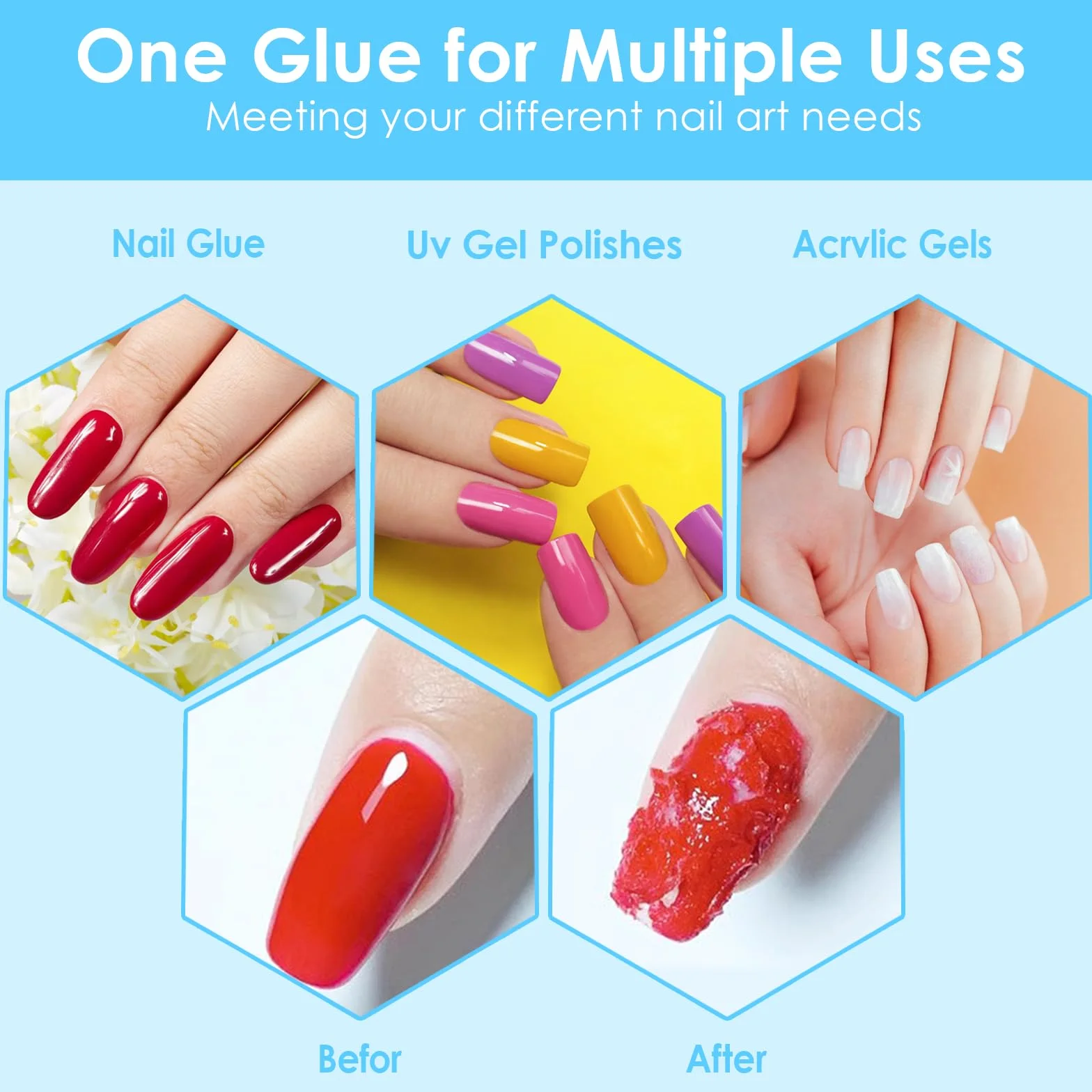 Gel Nail Polish Remover Professionnel, Dissolvant de Vernis à Ongles, Enlever Facile et Rapide, Bleu
