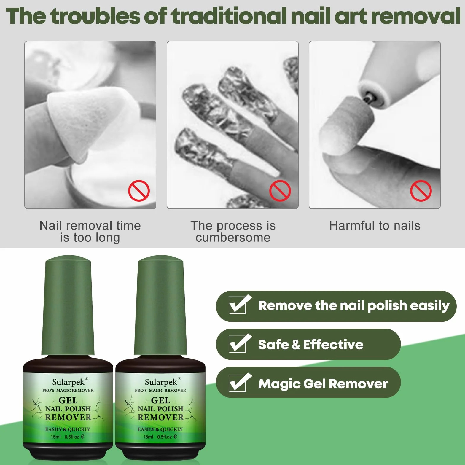 Dissolvant Vernis Semi Permanent 2 Pièces, Retrait Rapide 3-5 Minutes Sans Endommager les Ongles