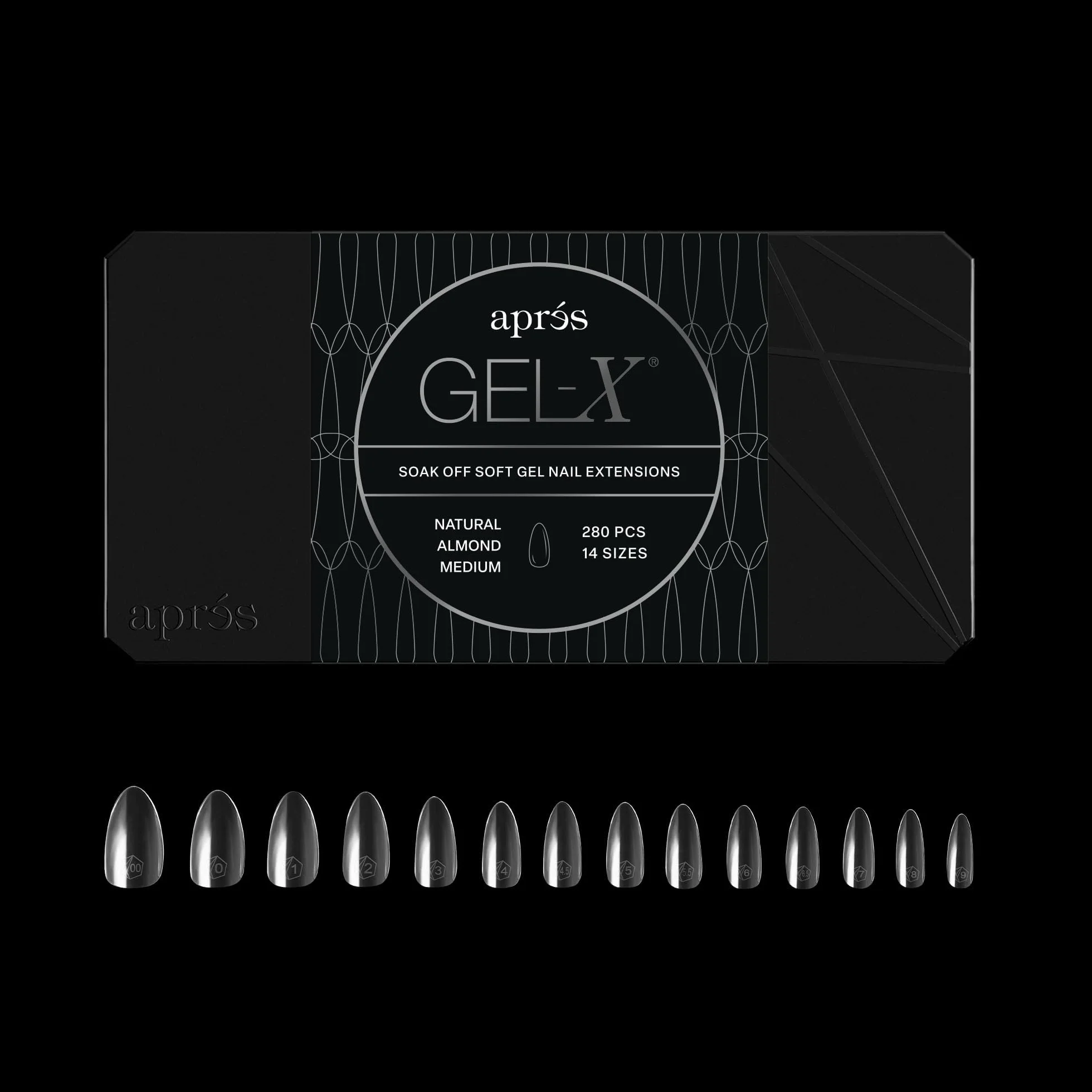 Aprés Gel-X® Tips Ongles Amande, 280 Tips Gel Souple, 14 Tailles 00-9 (Naturelle Amande Moyenne, 280 Pièces)