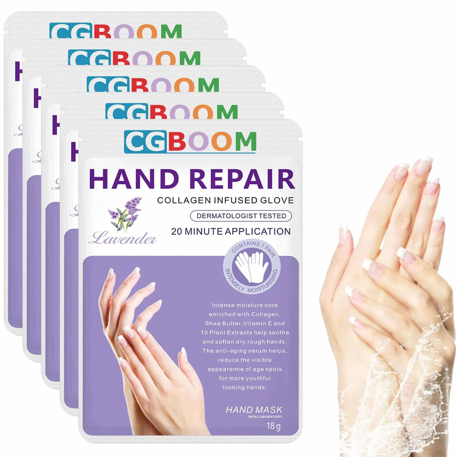 Masques hydratants et exfoliants pour les mains - Lot de 5 - Gants nourrissants pour peau sèche et craquelée