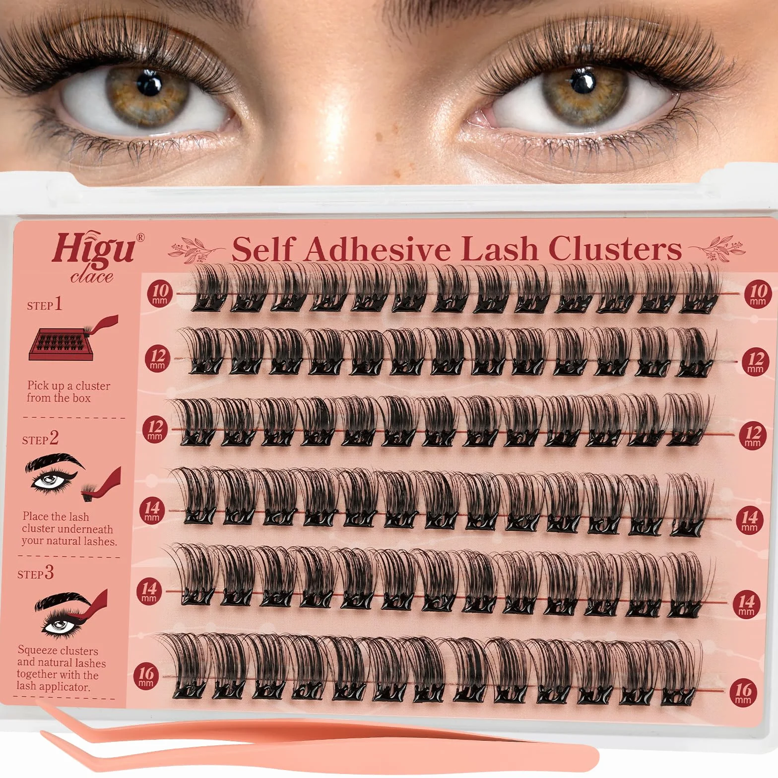 Higu clace faux-cils autoadhésif 78 cils réutilisables Natural 07 Set
