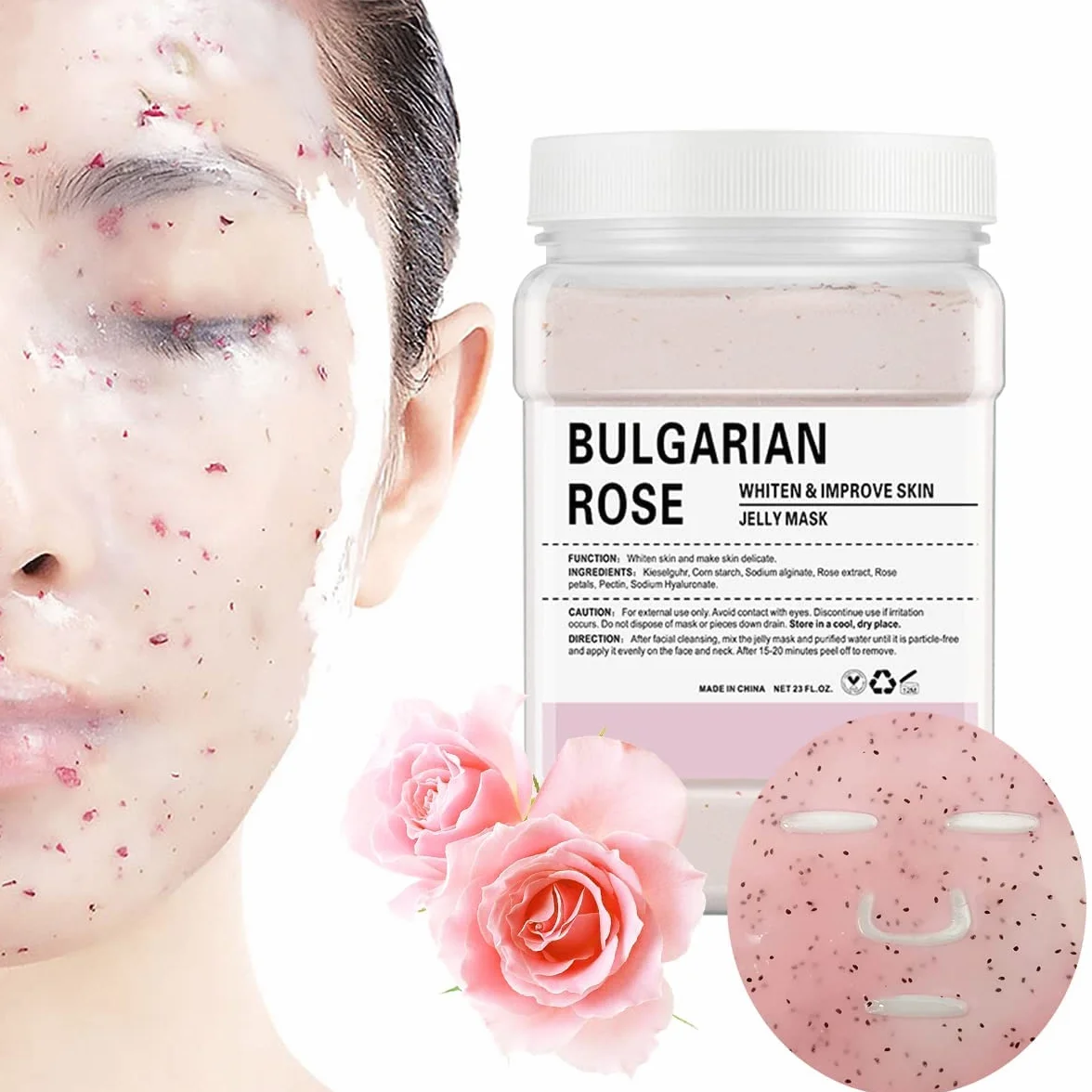 Masque en Poudre pour Soins du Visage, Masque en Gelée Hydratant avec Acide Hyaluronique, Poudre de Hydro Peel-Off Professionnelle pour Combattre Les Ridules