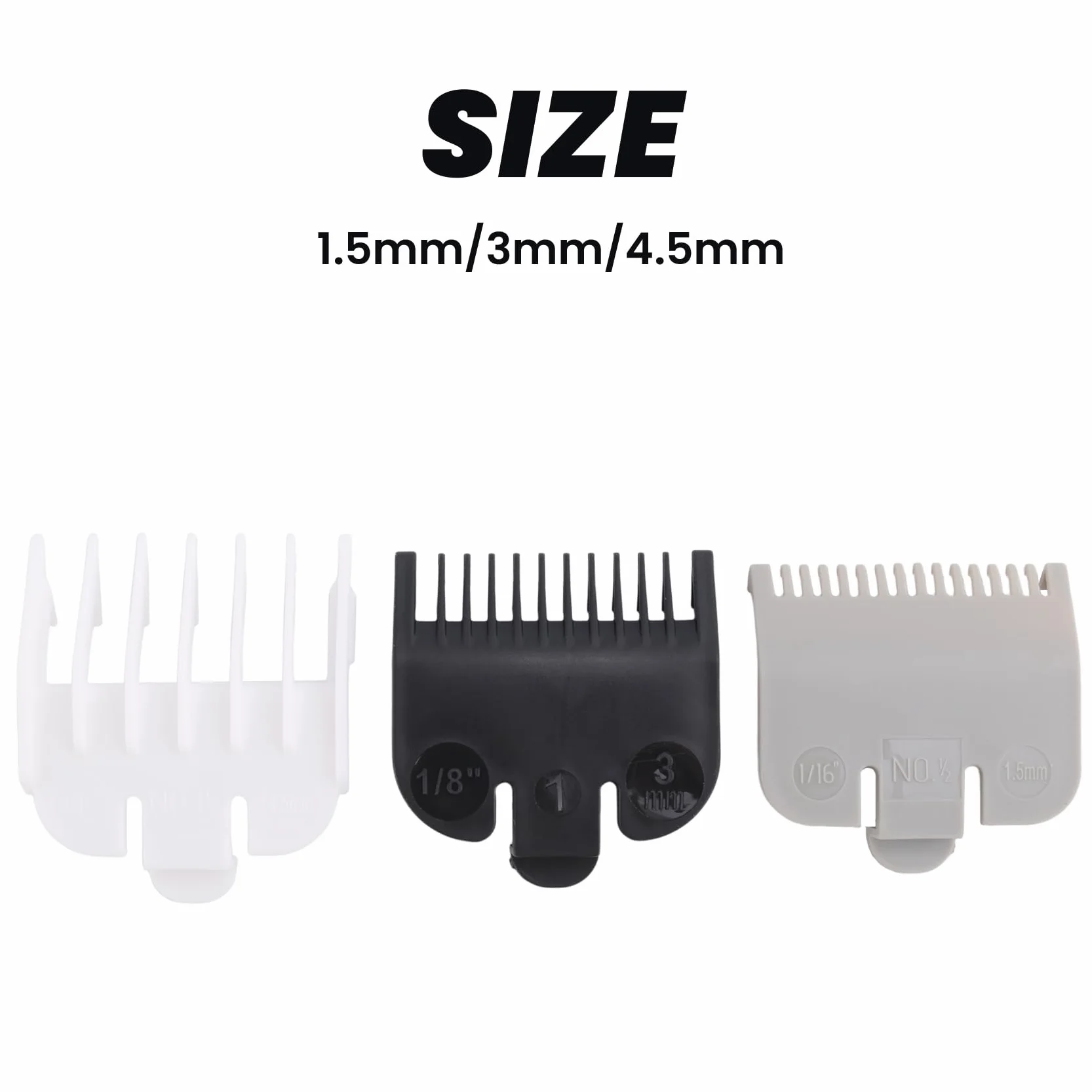 Tondeuse à Cheveux Universelle 3 Pièces Peigne Limite 1.5Mm 3Mm 4.5Mm