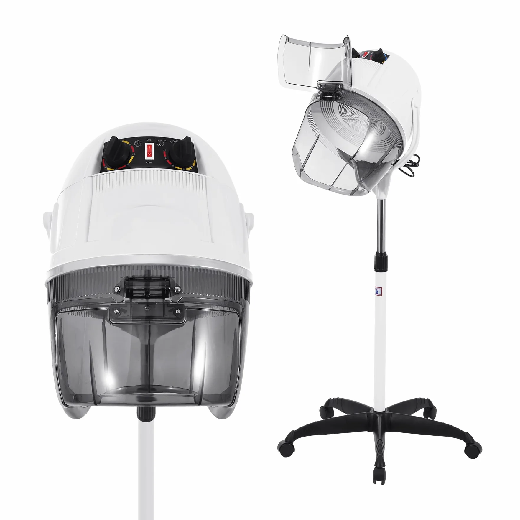 Casque Chauffant Professionnel sur pied, Casque Sèche-Cheveux avec Minuterie pour salon de Coiffure pour salon de Coiffure Spa, Blanc