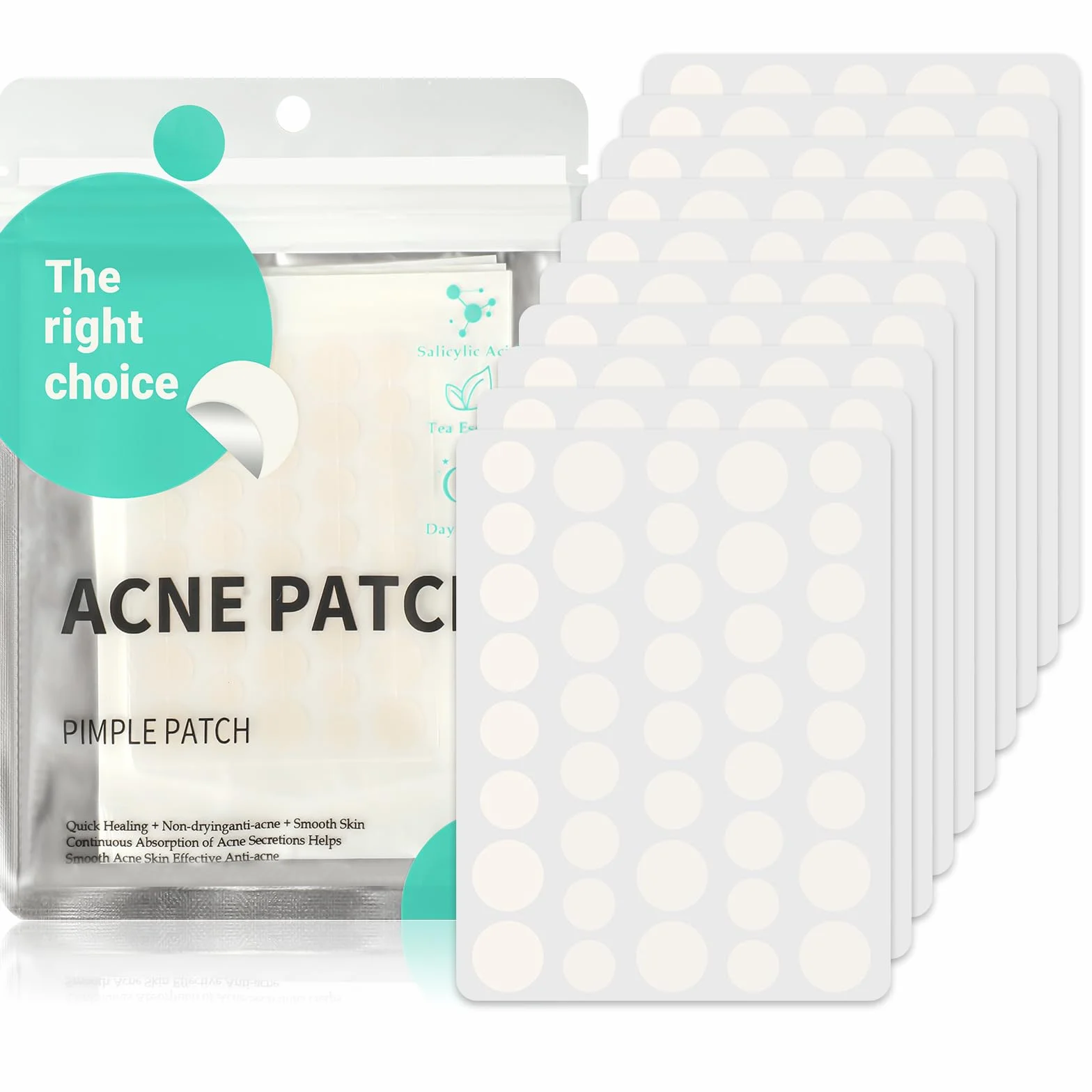 Patch Bouton 200 Patchs – Pimple Patch Invisible Jour & Nuit, Anti-Acné Hydrokolloïde, Sans Parfum, Végan