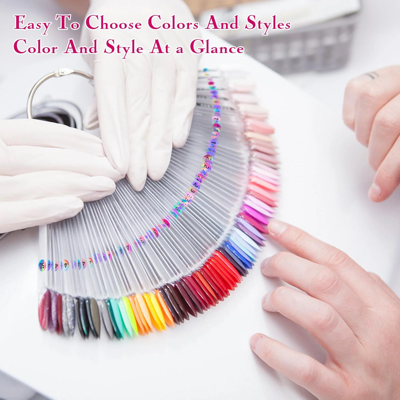 Palette Maquillage Vernis à Ongles, Nuancier Ongles 100 Pièces, Présentoir avec Autocollants Numérotés Transparentes
