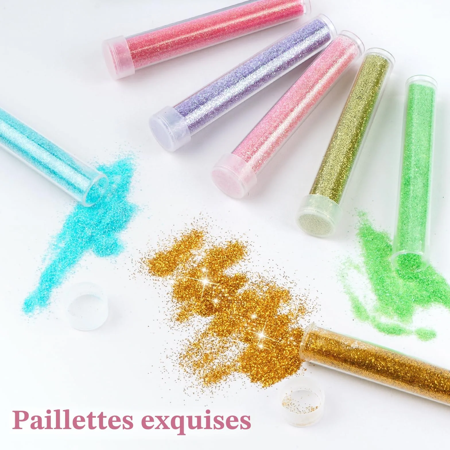 Poudre de Paillettes Nail Art 48 Couleurs 240 g Glitter Cosmétique Résine Époxy DIY