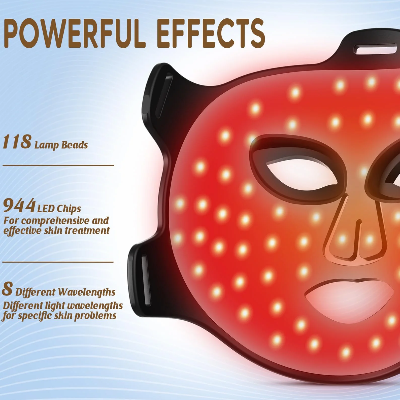Masque LED Visage Luminothérapie 7 Couleurs, Thérapie Facial a la Lumière Proche Infrarouge, Anti-rides, Anti-âge et Beauté, Masque Lumière Rouge Thérapie pour les Soins de la Peau à Domicile (Noir)