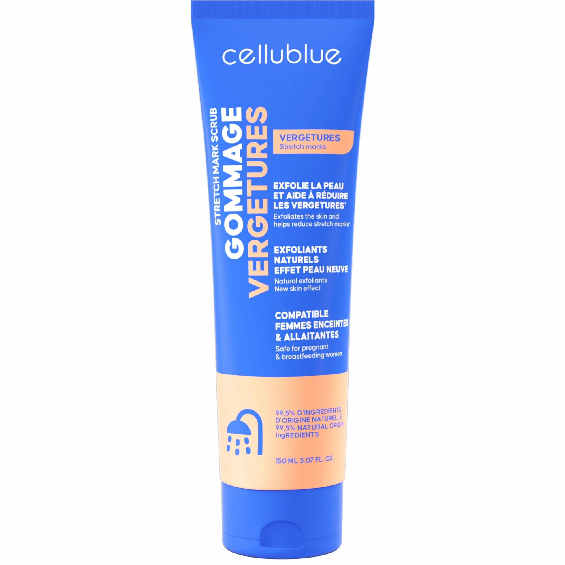 Cellublue Gommage Vergetures Exfoliation Naturelle Lisse Affine Grain Peau Réduit Vergetures Grossesse Allaitement