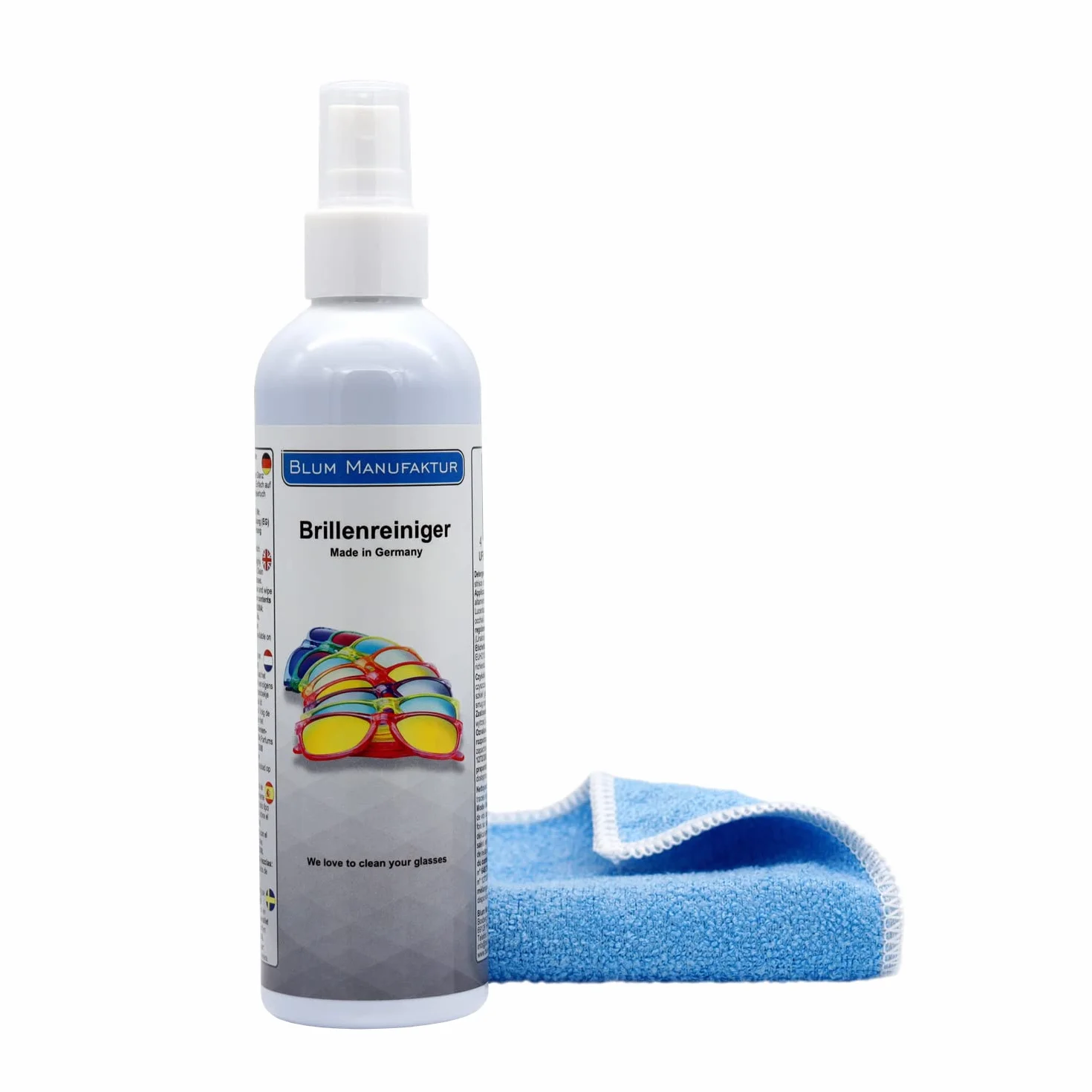 Blum Manufaktur Nettoyant pour lunettes spray 250 ml avec chiffon microfibre 30 x 30 cm