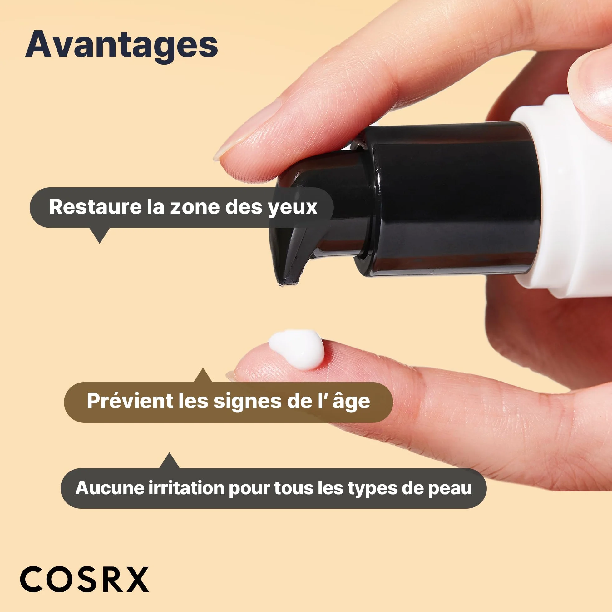 COSRX Snail Peptide Eye Cream 73.7% Snail Mucin Niacinamide - Brightening Korean Night Cream for Fine Lines Dark Circles