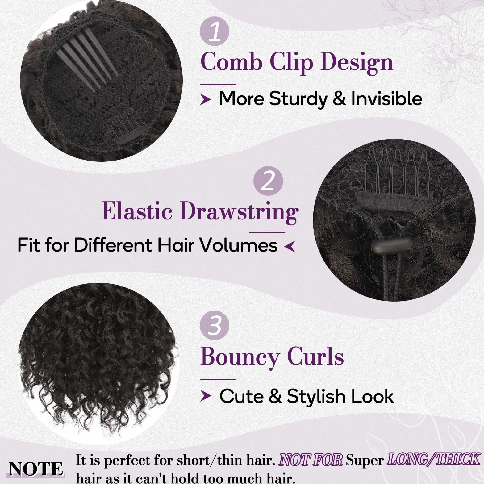 BARSDAR Marron Foncé Queue de Cheval Extension, Bouclée Queue de Cheval avec Cordon Pure Protein Fibre 45cm Bohemian Ondulée Bouclée Peigne Clip in Ponytail Postiche D'aspect Naturel Doux Léger Fêtes