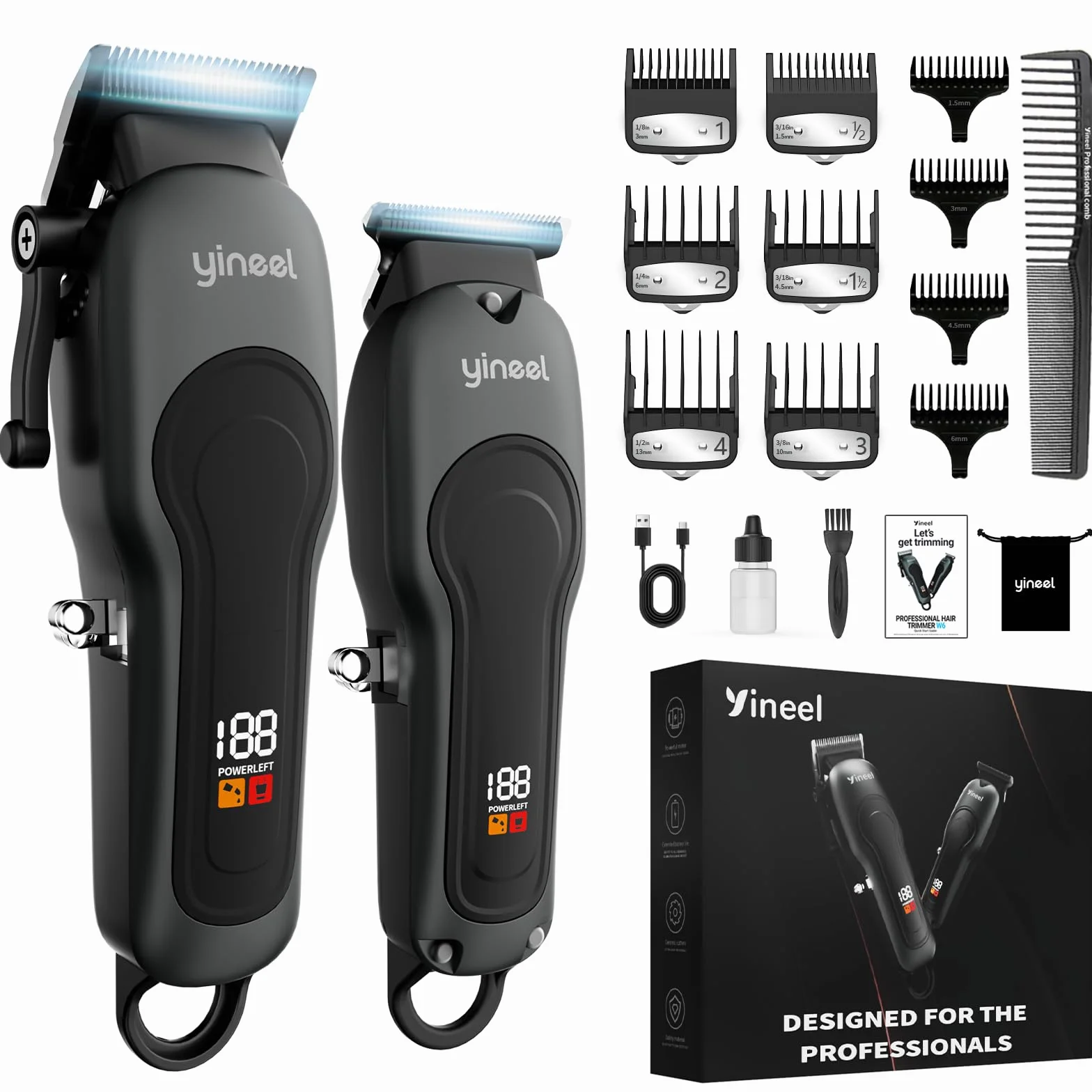 Yineel Tondeuse Cheveux Hommes Professionnelle, Kit Tondeuse Barbe et Cheveux sans Fil, Tondeuse Électrique avec Lame Céramique et Coupe-Cheveux de Précision, Cadeau pour Homme/Femme/Famille/Barbiers