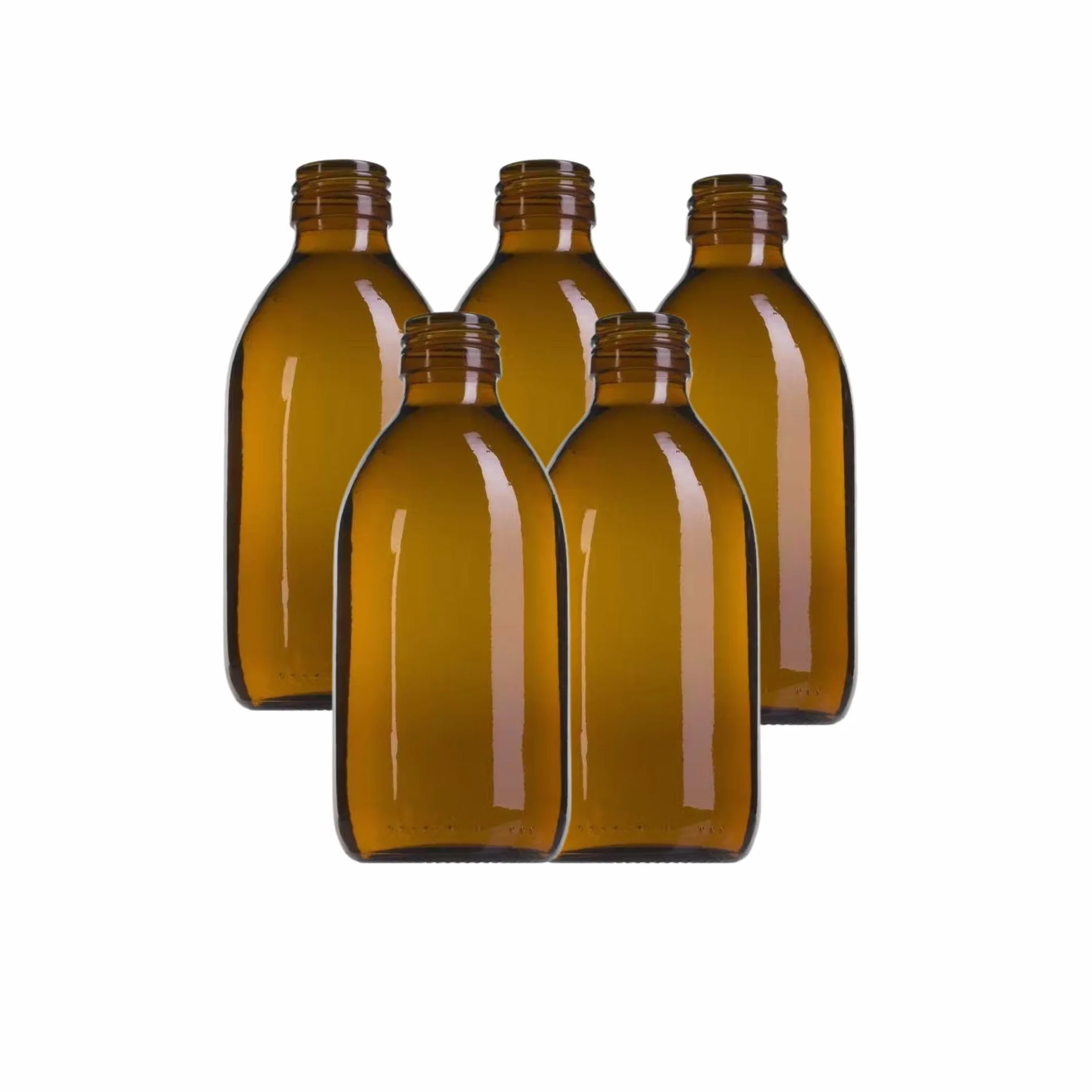 Lot de 5 bouteilles en verre ambré de 250 ml | Récipients hermétiques pour la conservation des produits liquides, sûrs et de haute qualité