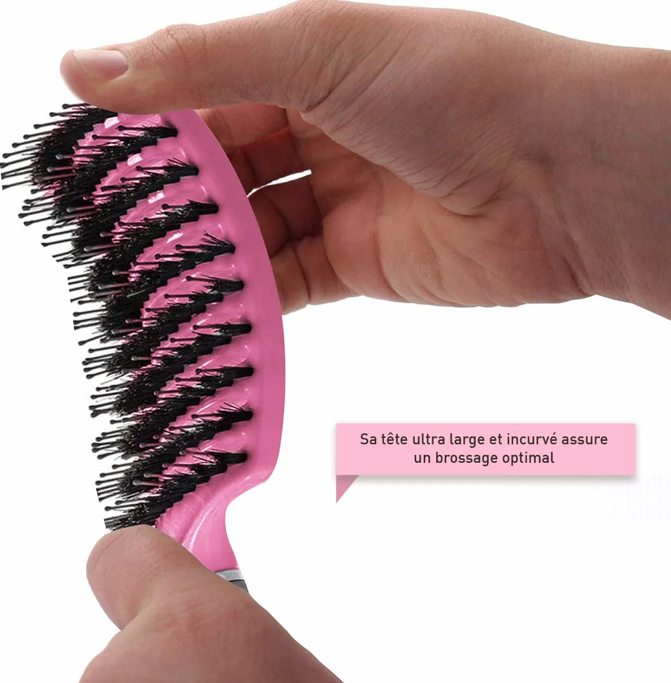 Brosses à Cheveux en Poils de Sanglier Démélant Naturel Set Rose et Violette