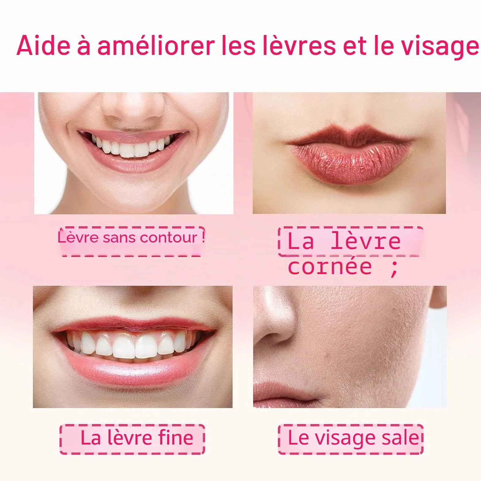 Appareil Plus Pulpeux pour les Lèvres, Rehausseur de Lèvres Beauté Plus Grande Bouche Rapidement Visage Propre Massage Pompe à Lèvres en Silicone avec Brosse(rose)