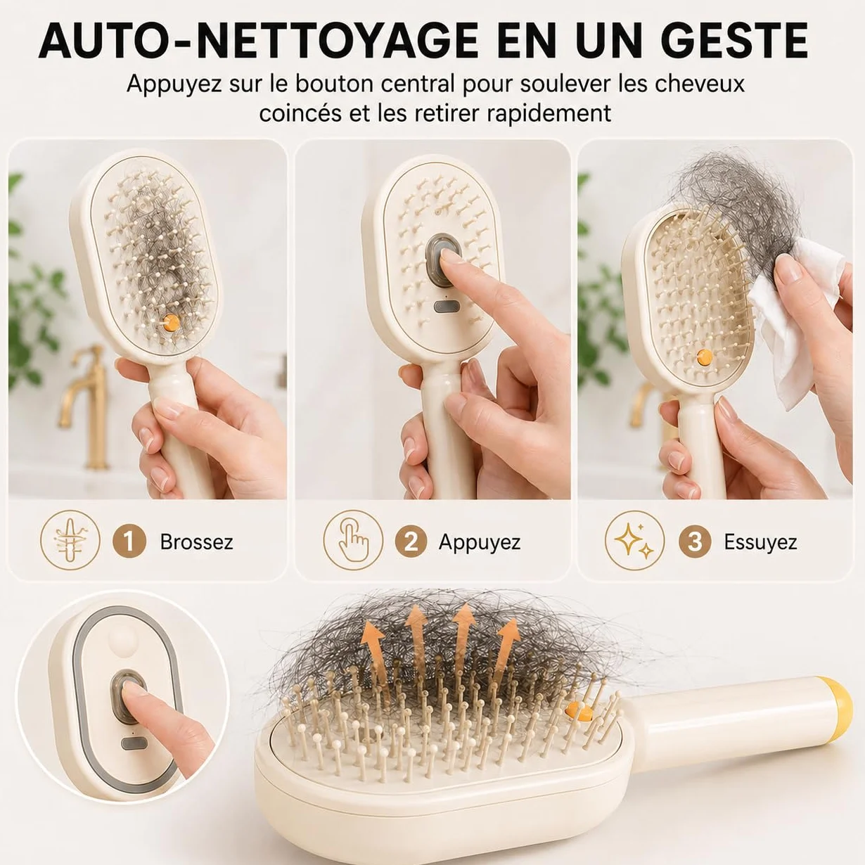 Peigne De Massage Electrique a Spray, Brosse Vapeur Cheveux 5 en 1 avec Brume Fine, Mode Lumière Rouge, Nettoyage Rétractable, Anti-Nœuds et Antistatique pour Cheveux Frisottés (Rose)