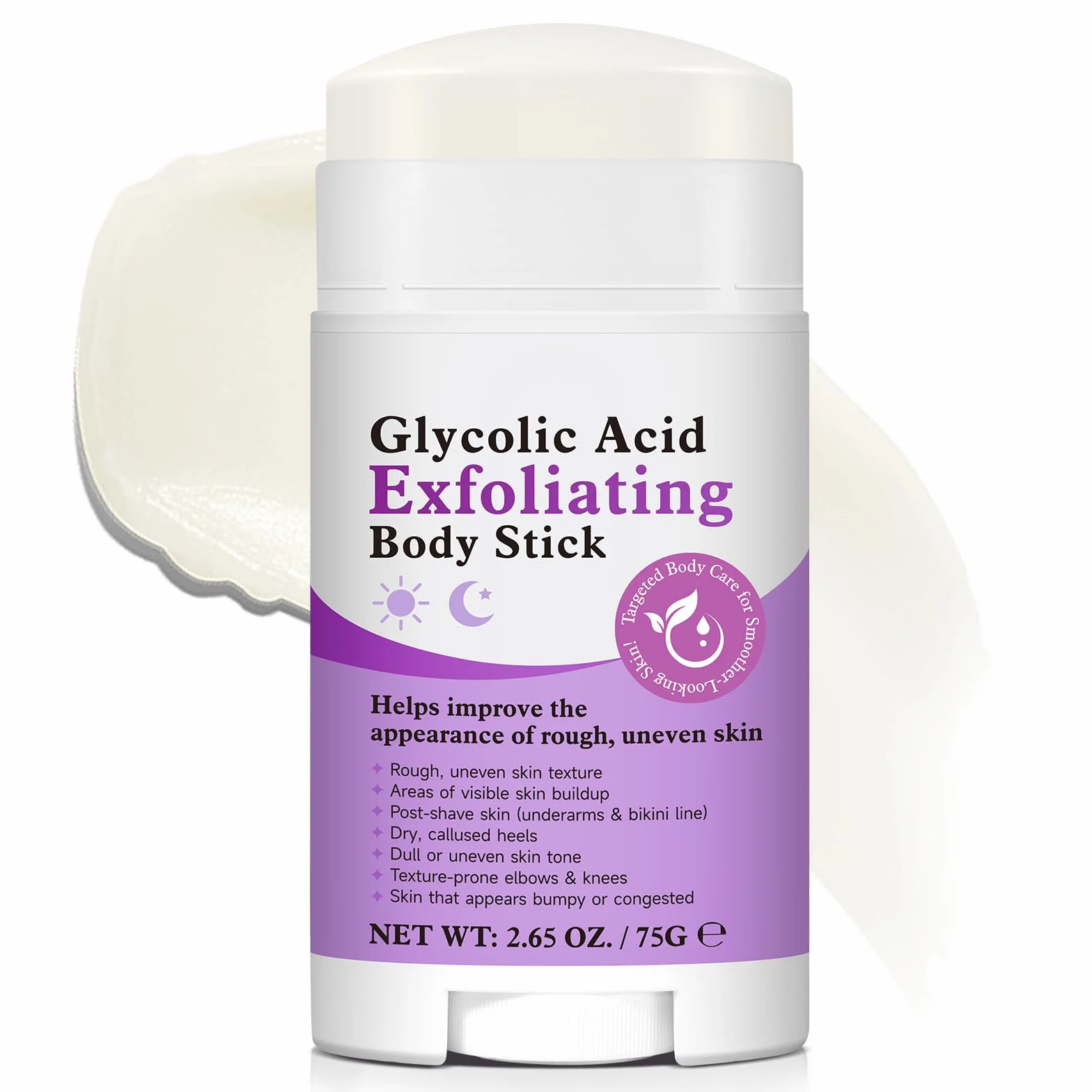 Bâton d'Acide Glycolique 75g 7% Acide Glycolique 0,5% Acide Salicylique Exfoliation Corporelle Douce