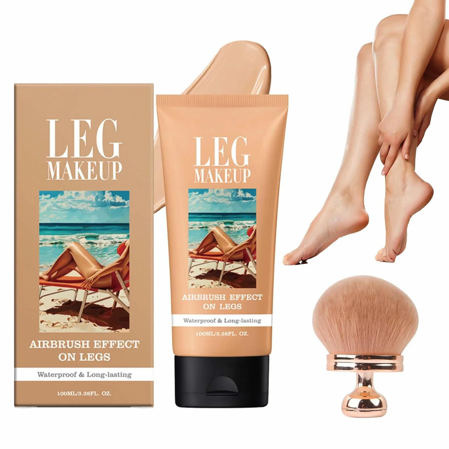 Miracle De Paris Leg Makeup, Miracle De Paris Body Coverage Perfector, All Over Complexion Perfector With Brush For Legs, Waterproof Long-Lasting Sweat-Proof Coverage Concealer (#2)