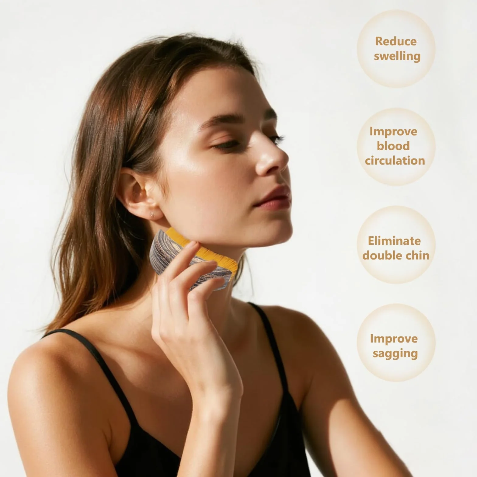 Brosse de Drainage Lymphatique Visage, Outil de Brossage à Sec, Conception Ergonomique