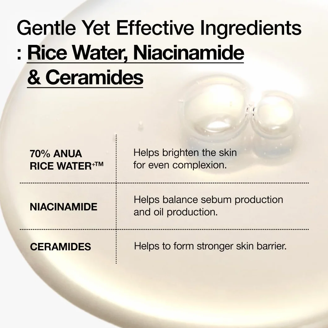 Anua Rice 70 Glow Toner Lotion Tonique Hydratante Visage 250ml Niacinamide Céramides