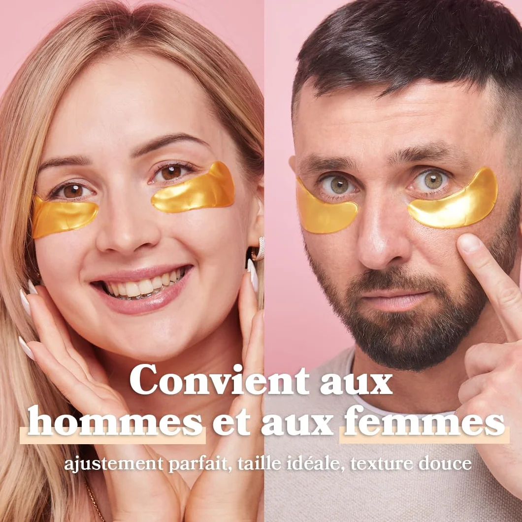 LE GUSHE Masque Yeux Anti Cernes à la Mucine d'Escargot en Or 24K Anti-âge Acide Hyaluronique Collagène 10 Paires