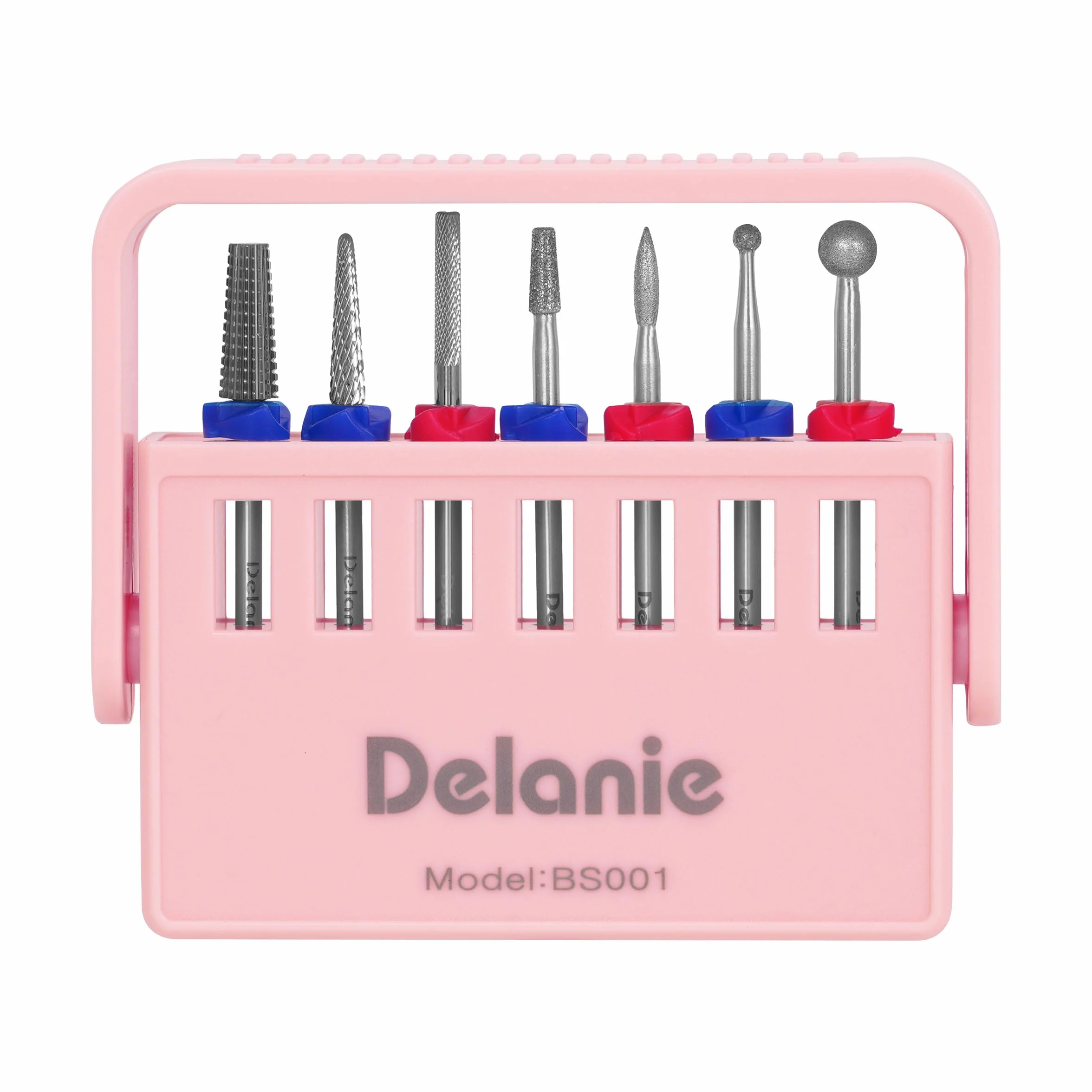 Delanie 7Pcs Embout Ponceuse Ongles 3/32 en Carbure de Tungstène & Diamant, Foret a Ongles Outils Professionnel pour Éliminer Gel Acrylique Cuticule