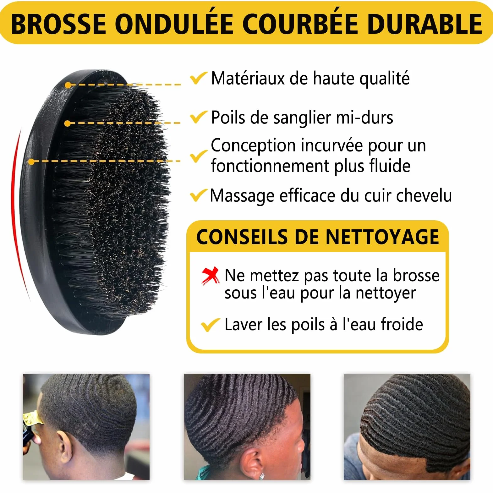 360 Wave Pomade Pommade Ondulée Pour Hommes, Tenue Forte, Lavage Facile, Crème Capillaire d'Entraînement à 360 Vagues, Graisse Ondulée Pour Hommes