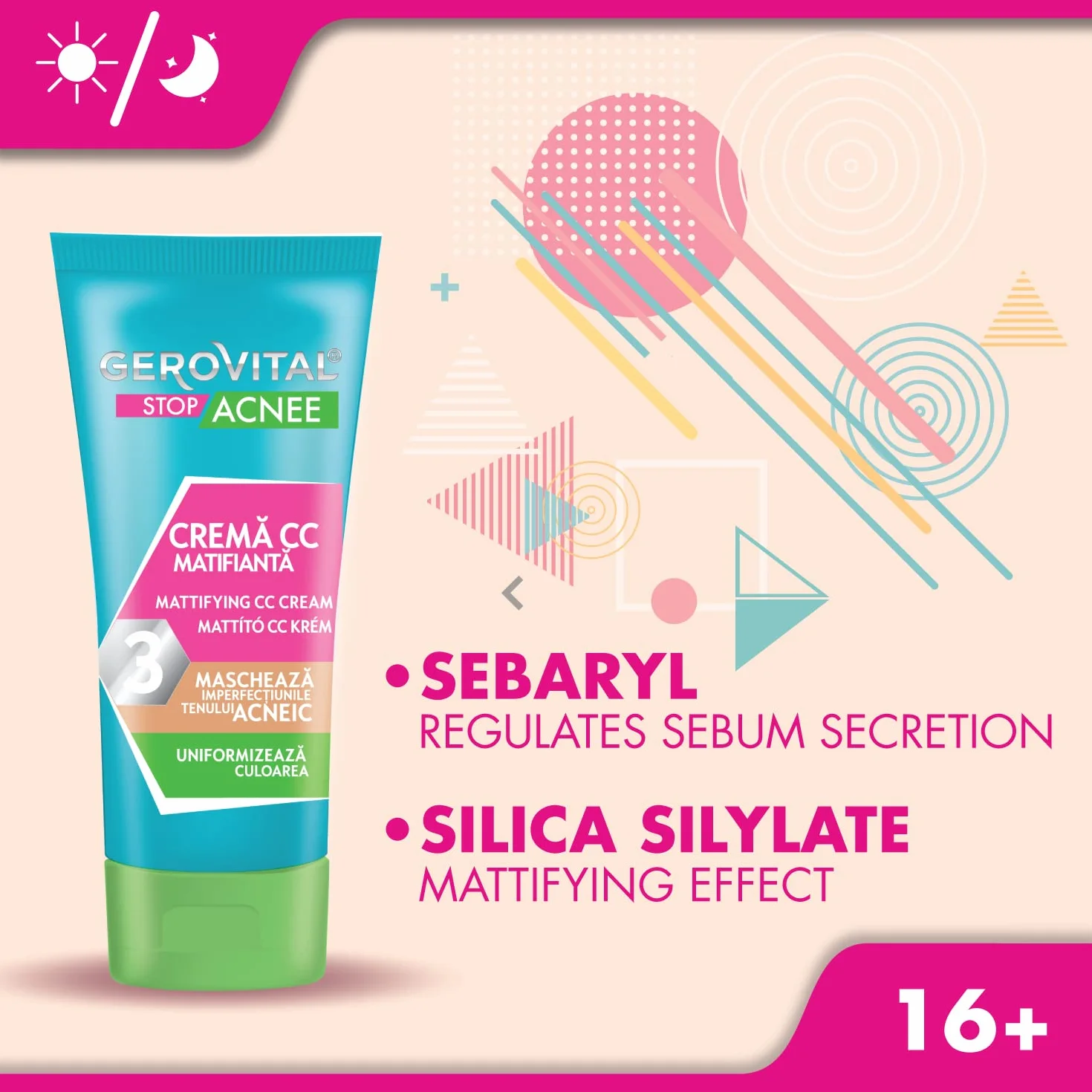 Gerovital Stop Acnee Crème CC Matifiante Visage Anti-Imperfections 30 ml