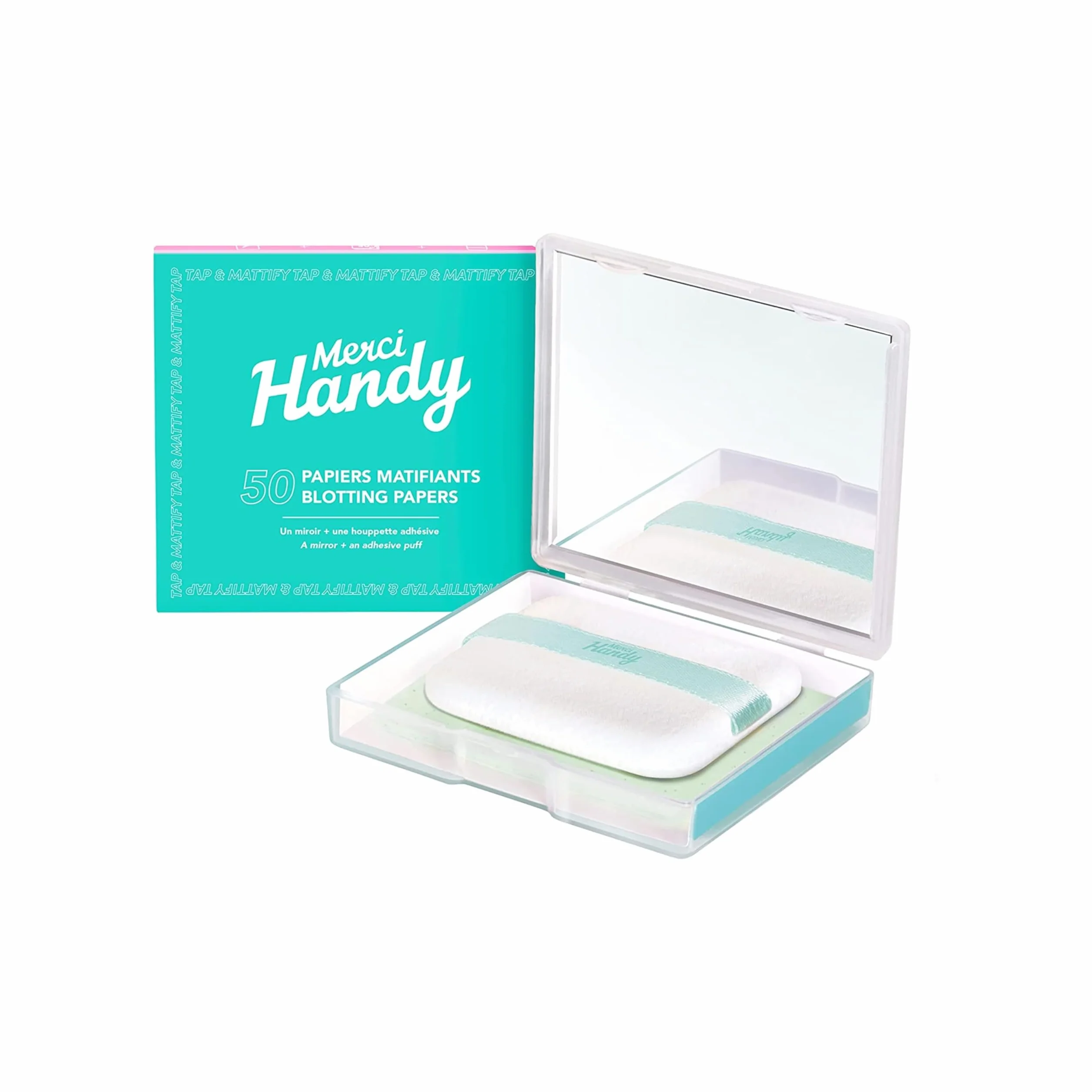 Merci Handy Papiers Matifiants 50 Feuilles Miroir Houppette Retouche Quotidienne Absorption Instantanée