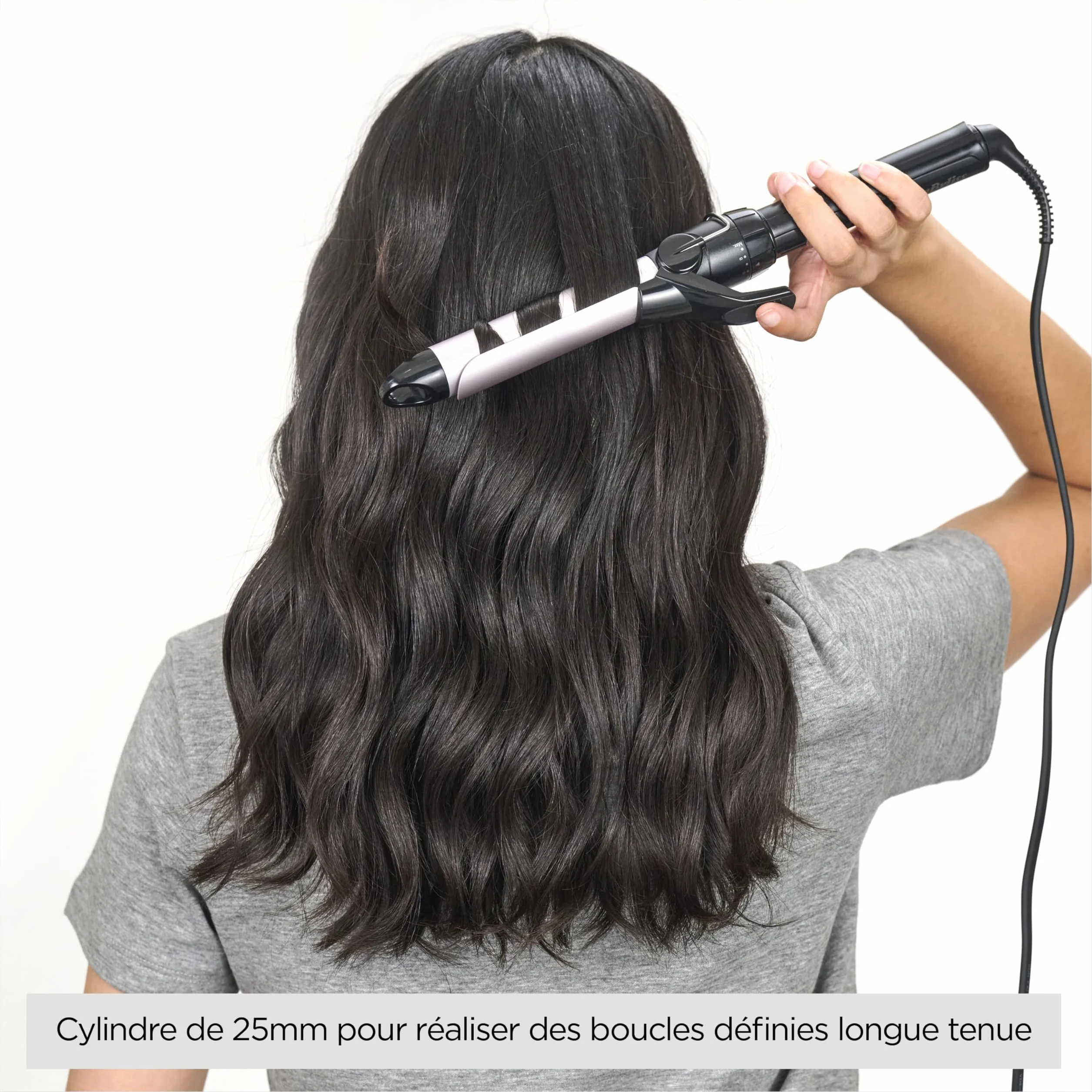 BaByliss C325E Boucleur à pince 25 mm Curling Tong Professionnel Noir et Rose