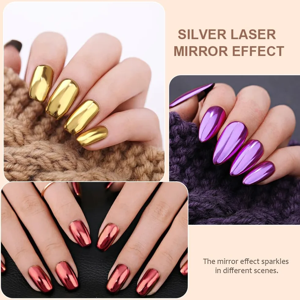 LOPHE Lot de 12 pots poudre à ongles effet miroir métallique brillant avec 12 bâtons ombres à paupières poudre pigmentée