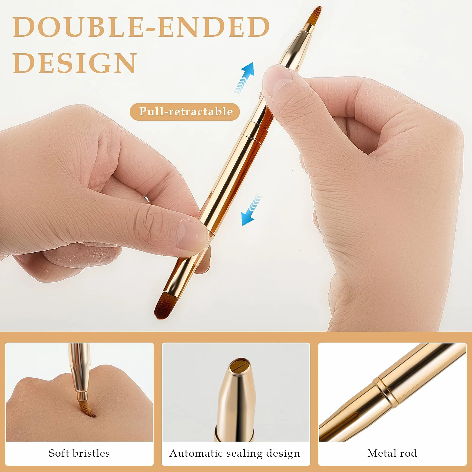 Abeillo Pinceau à Lèvres Rétractable Double Extrémité Anti-Cernes Maquillage Outil Contour