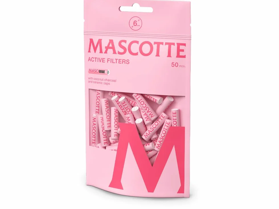 Mascotte Filtres à Charbon Actif 6 mm Lot de 50 avec Embout Céramique Filtre à Rouler 27 mm