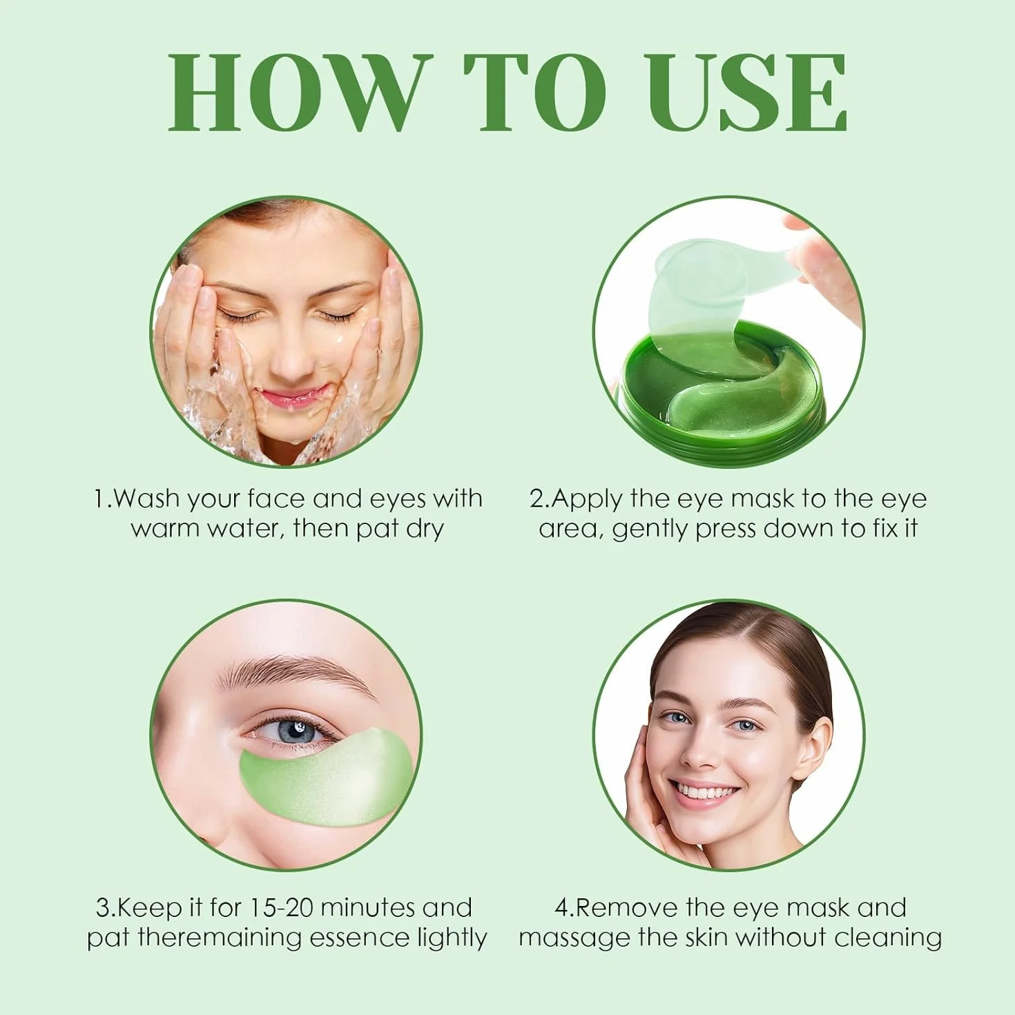 Patchs Yeux Anti Cernes Aloe Vera Collagène Acide Hyaluronique Masque Hydratant Anti Ride 80g