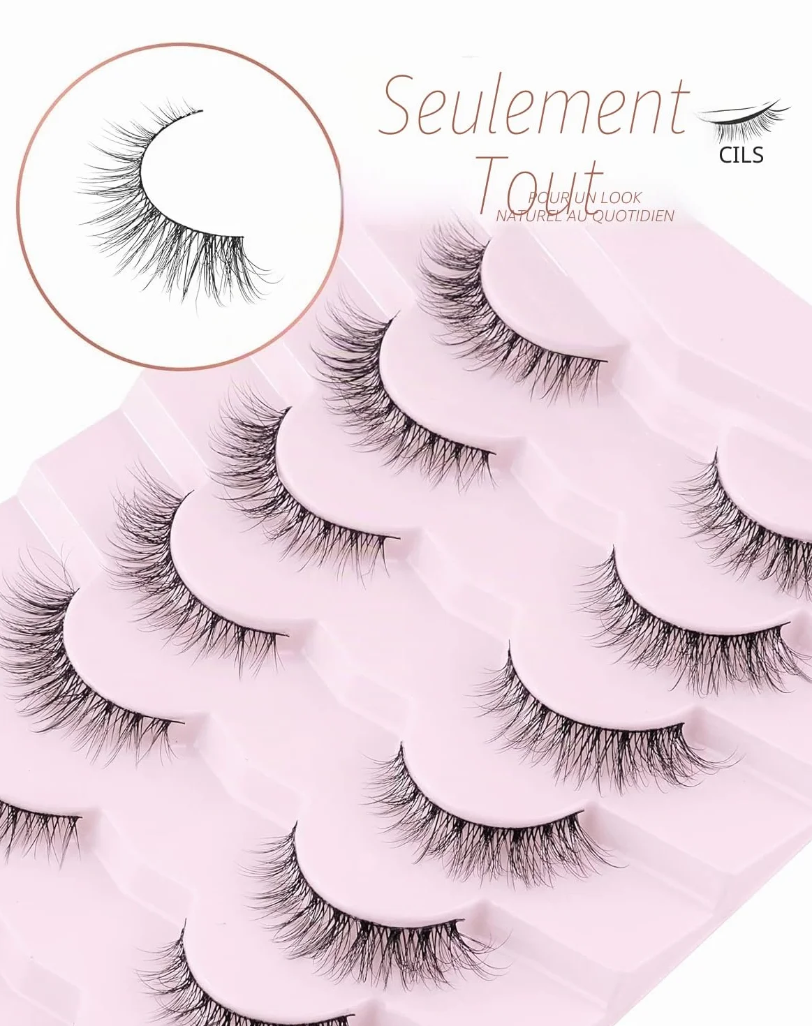 Onlyall Naturel Faux Cils Évasés 7 Paires