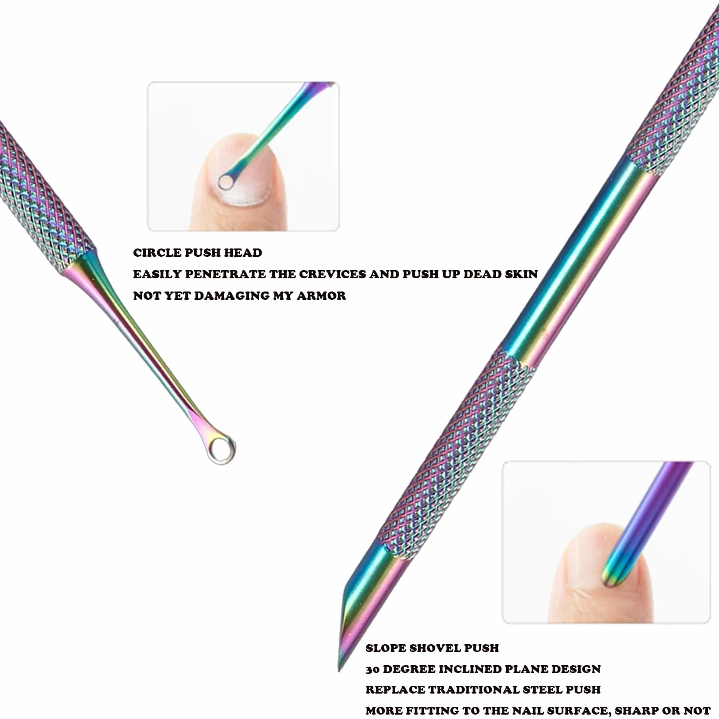 Poussoir À Cuticules Professionnel Dissolvant Double Extrémité 10 Tablettes Polissage Sable Outils Enlever Tailler Cuticules Pédicure Manucure