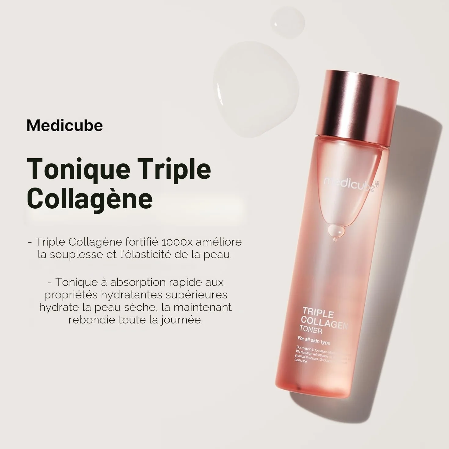 Medicube TRIPLE COLLAGEN TONER 4.0, 140 ml – Toner facial avec effet hydratant et raffermissant