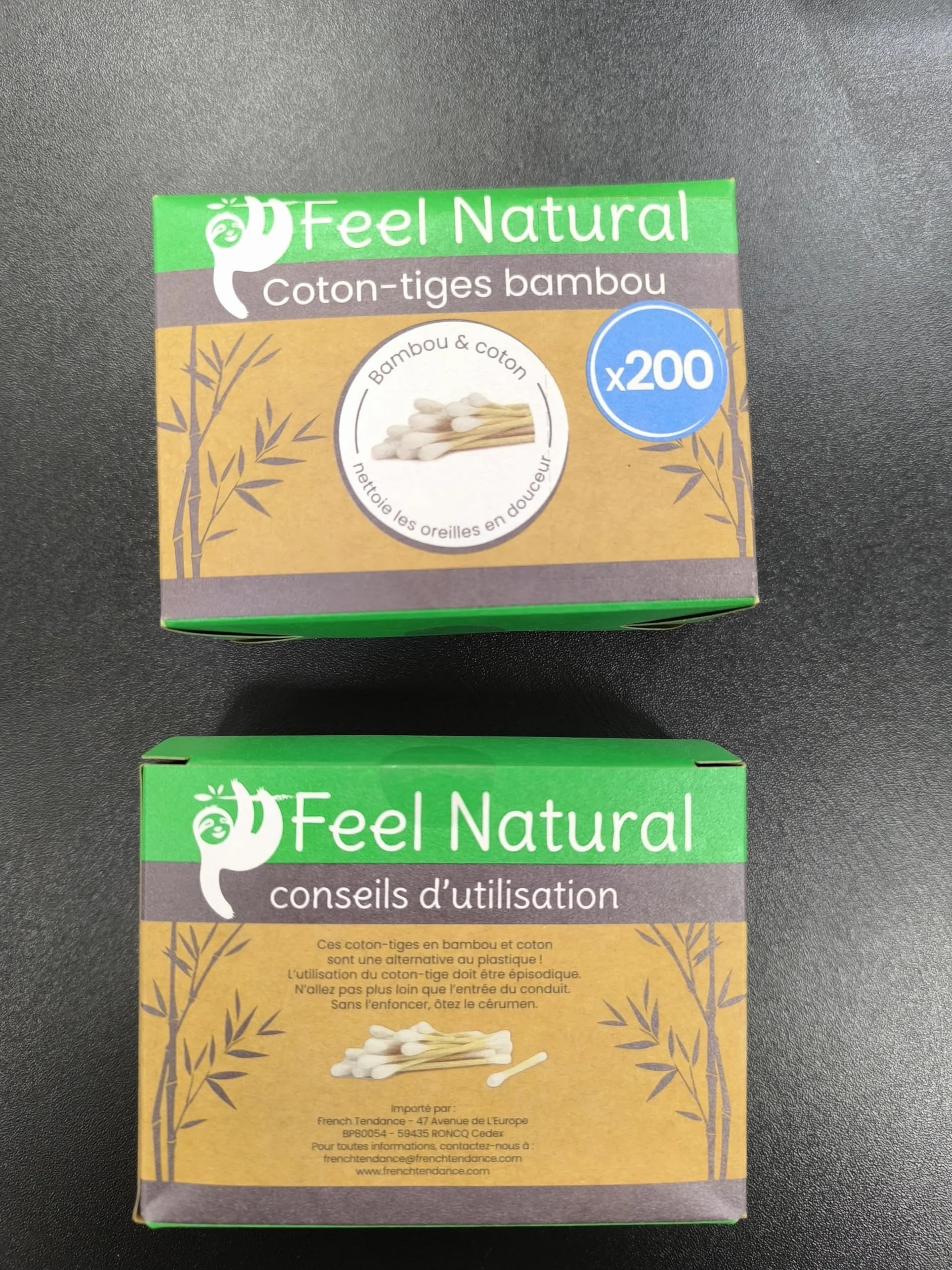 Bambou Feel Natural Coton Tige Bambou Boîte 200 Cotons Tiges Blanc Hygiène Oreille Démaquillage