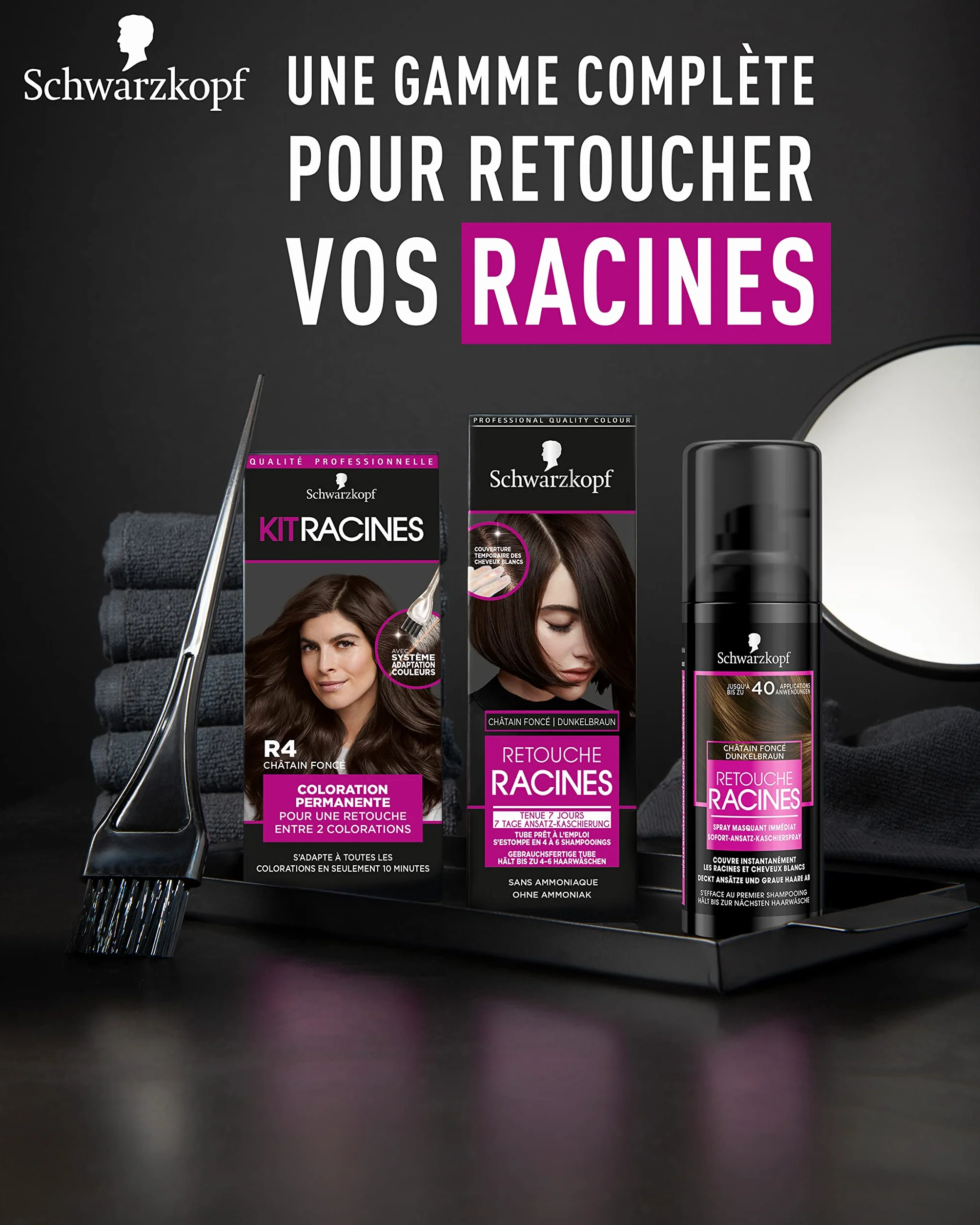 Schwarzkopf Kit Racines Coloration Permanente Châtain Clair à Châtain R1