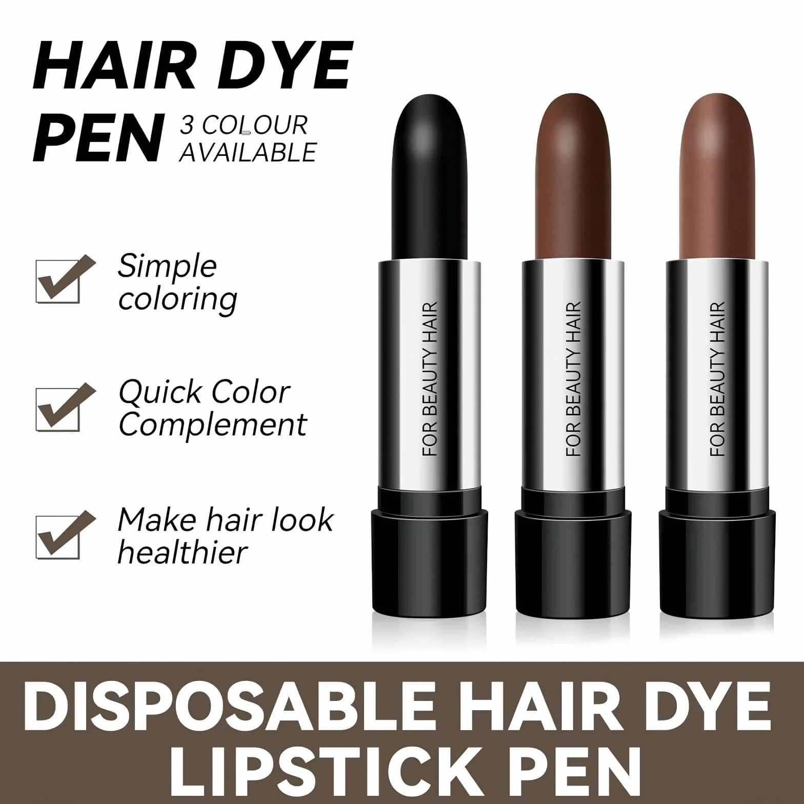Lot de 3 colorations jetables portables longue durée couvrant les cheveux blancs (01