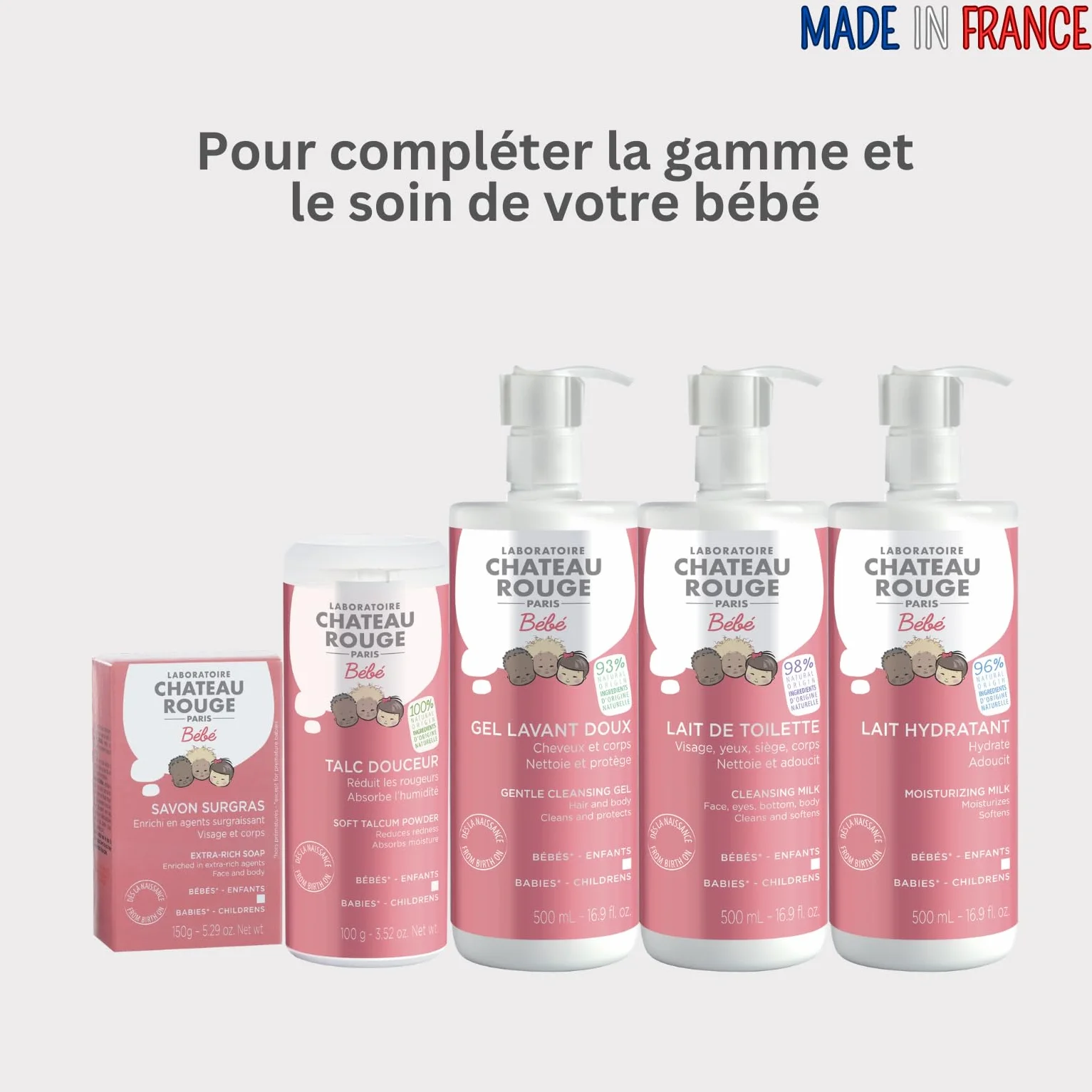 LABORATOIRE CHÂTEAU ROUGE Talc Bébé Douceur 100 g Hypoallergénique Sans Parabène Fabriqué en France