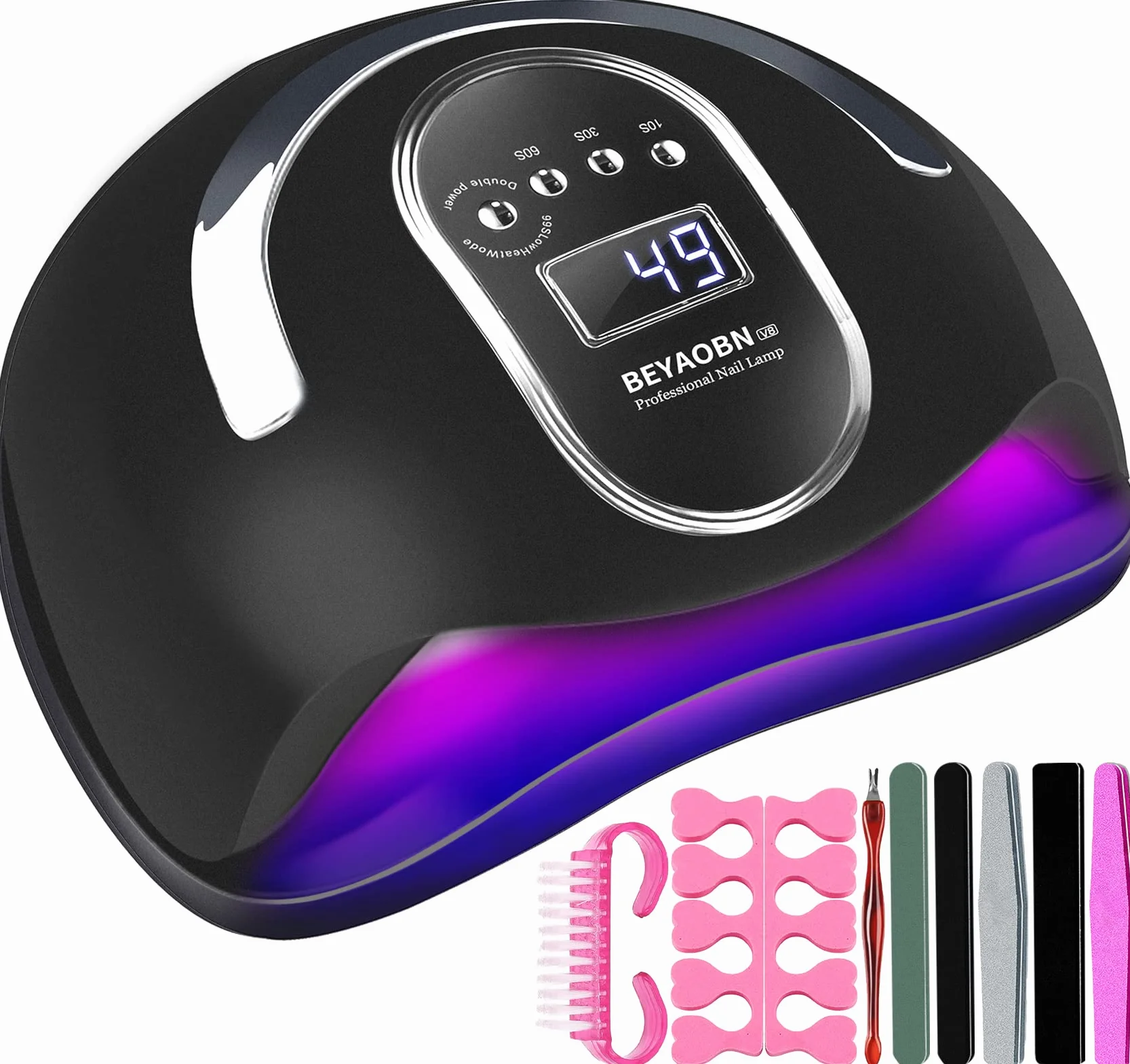 168W Lampe UV Sèche Ongles, Lampe à Ongles UV LED Professionnel Automatique portable, Séchoir à Ongles gel, Séchage Rapide, 4 Minuteries 10/30/60/99s, Base Démontable pour Toutes Les Gels