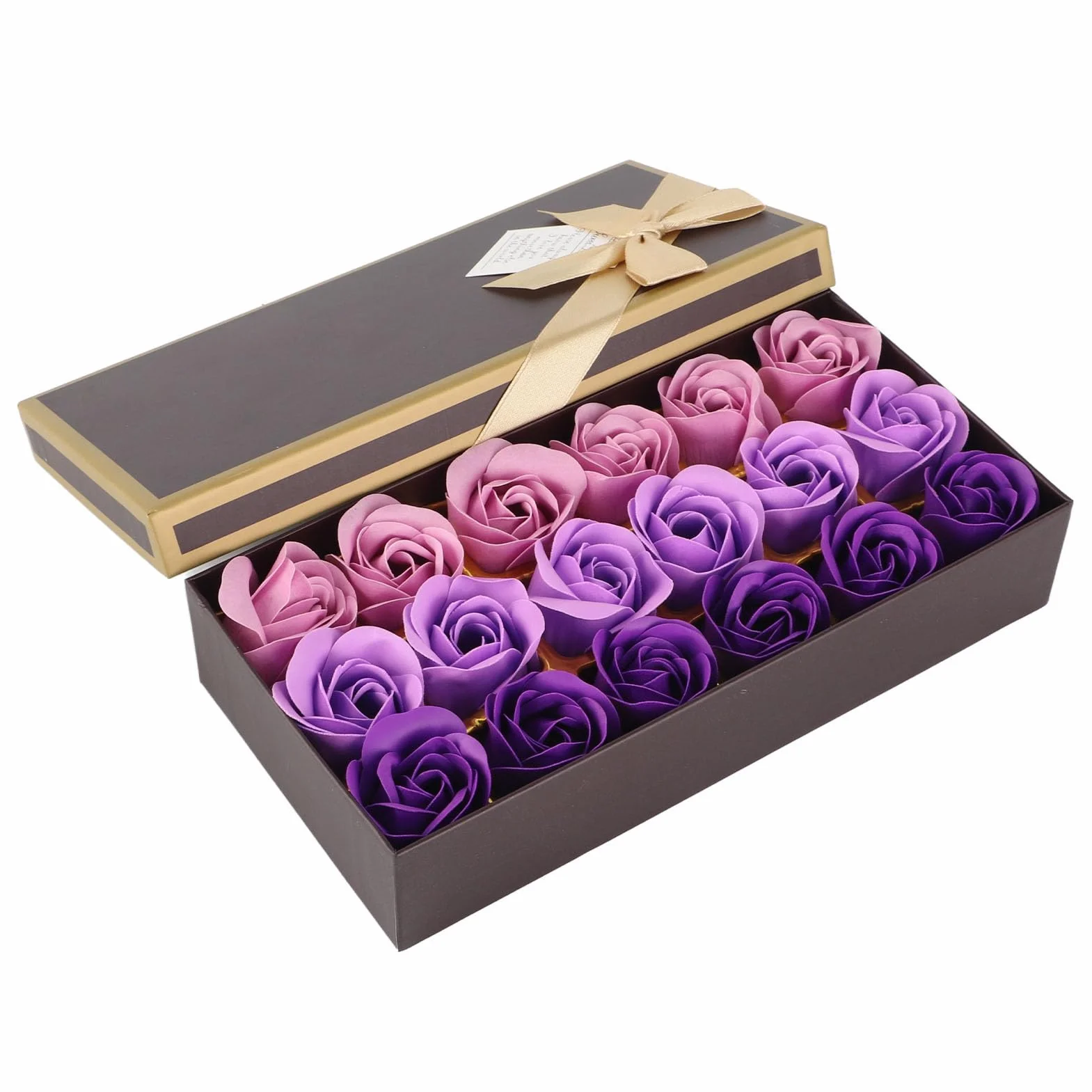 Coffret Cadeau Romantique Savon Rose Dégradé Violet Fait à la Main 18 Fleurs de Jouet